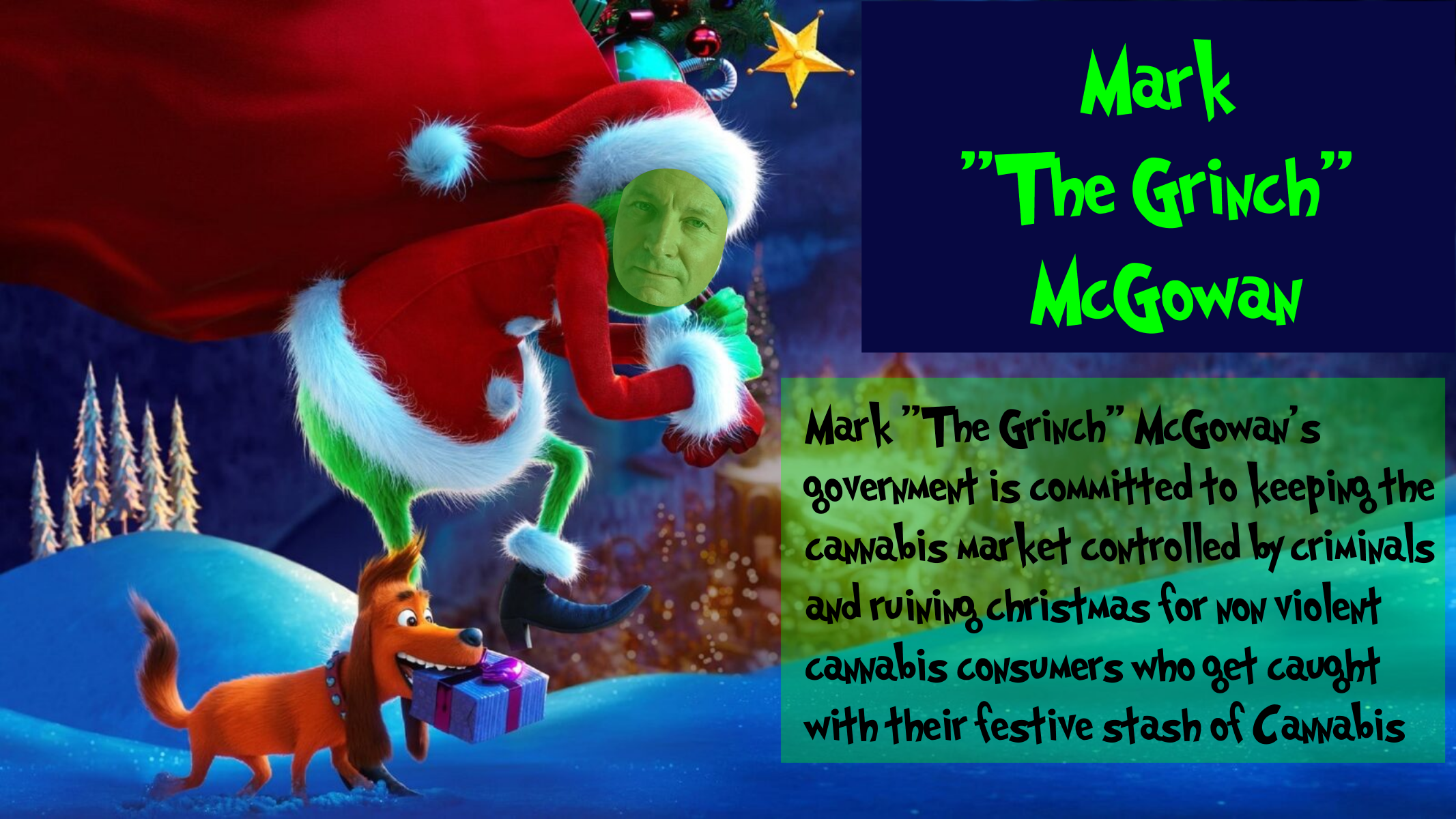 Mark “The Grinch” McGowan supports Organised Crime Gangs this Christmas with a promise to continue Cannabis prohibition in Western Australia