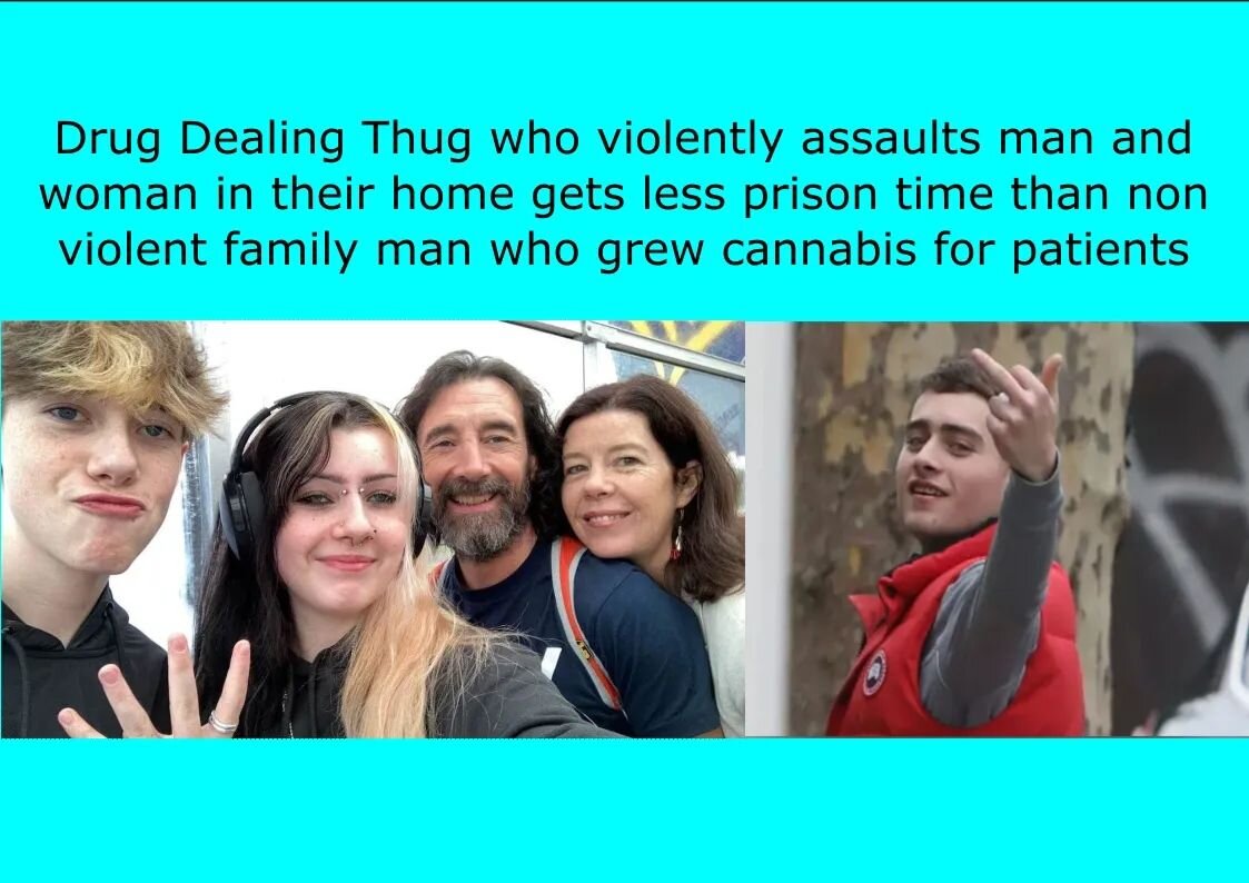 How can a man who grew cannabis for sick patients in need get more time in prison than a violent drug dealer who tied a woman up and tortured her over 2 days.
The woman who was tied up said her victim impact statement, which was not read out in court