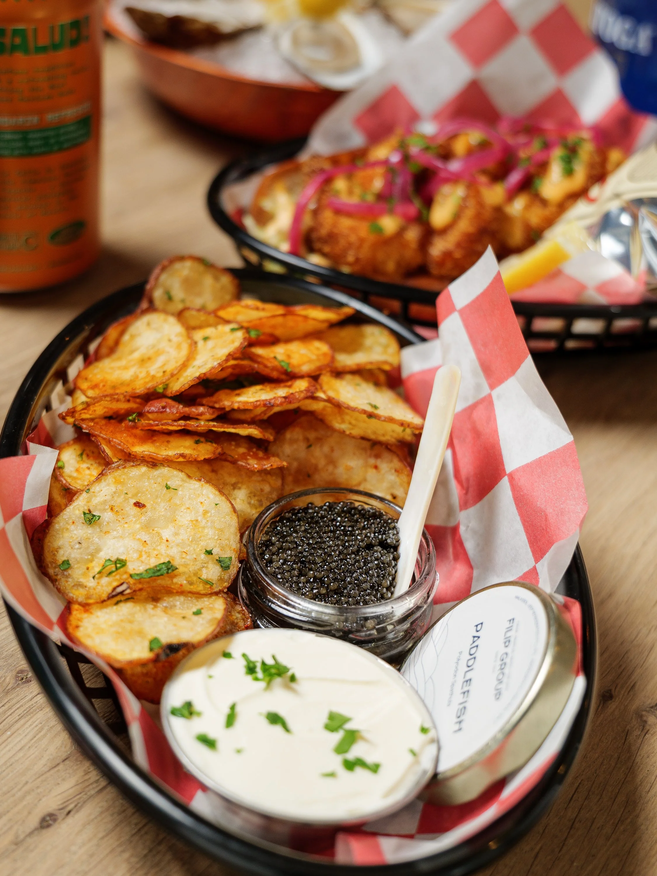 Oyster Party Woodstock caviar chips