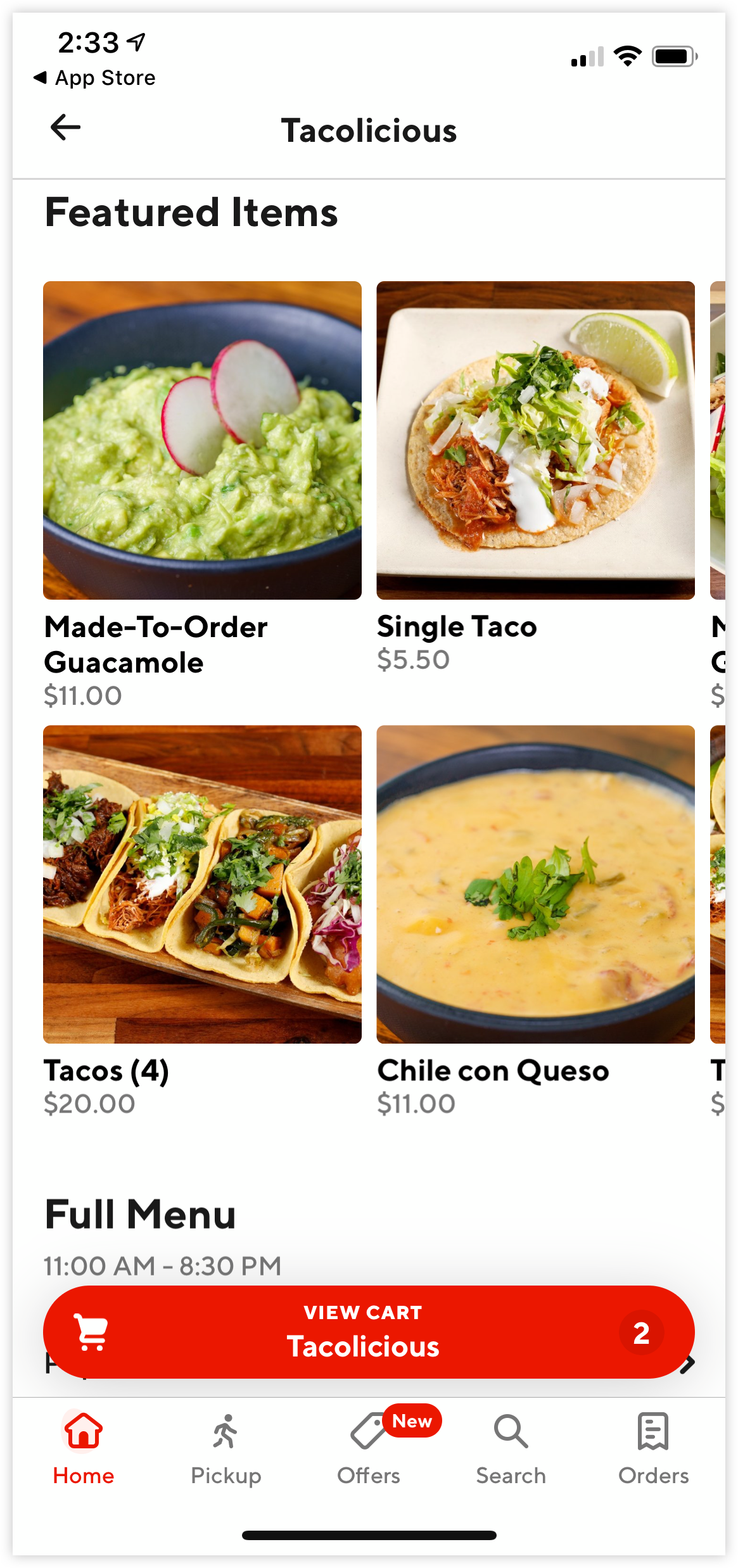 DoorDash floating button