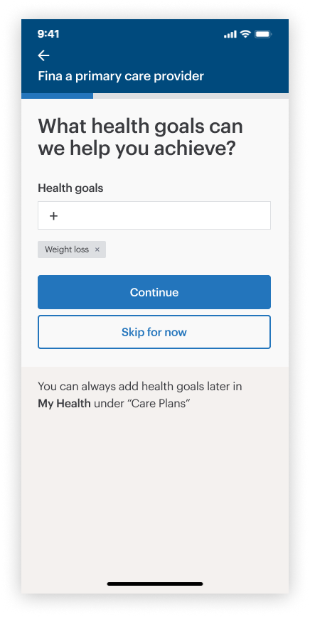 Filling in health profile