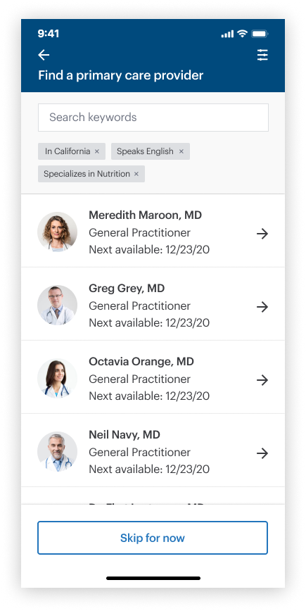 Provider list