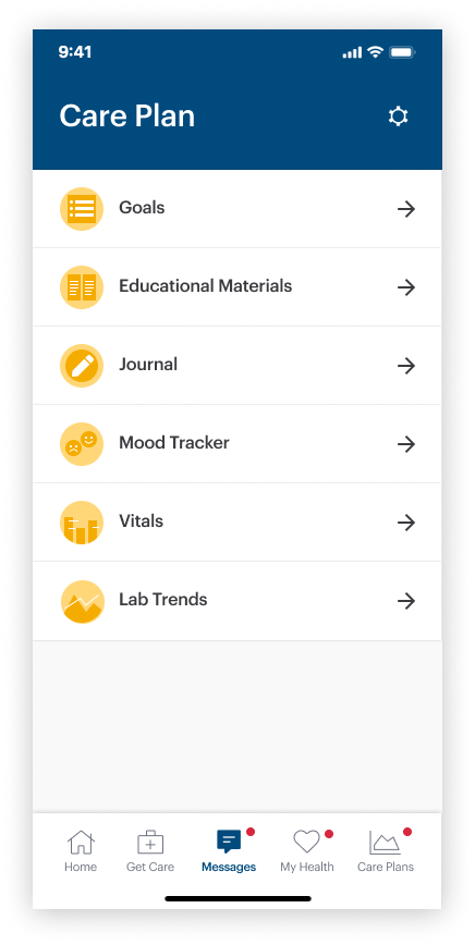 Care Plan homepage