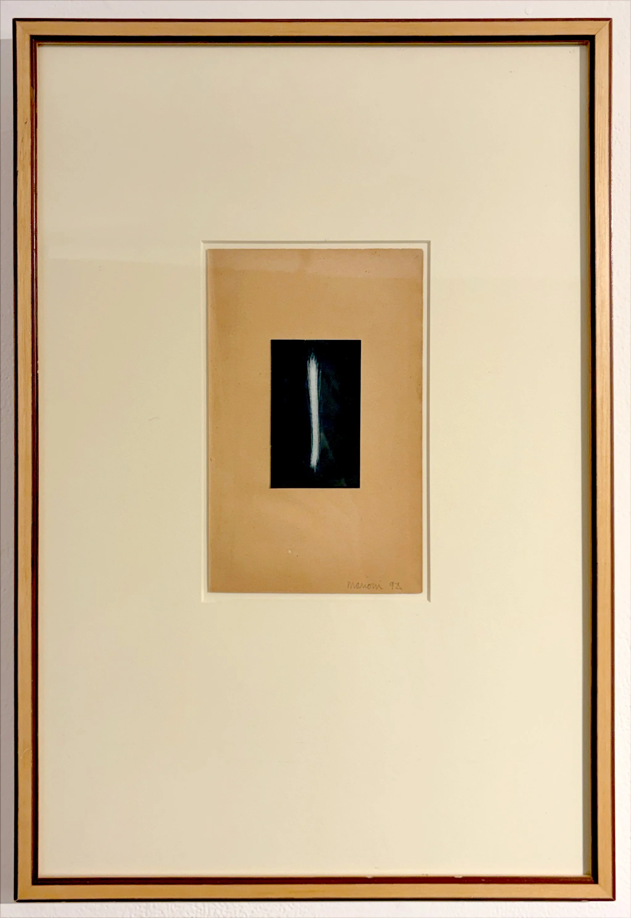 Finger Line, 1992,
Mezzotint collage,
Paper: 7 1/2 x 4 1/2 inches,
Frame: 18 3/4 x 12 3/4 inches