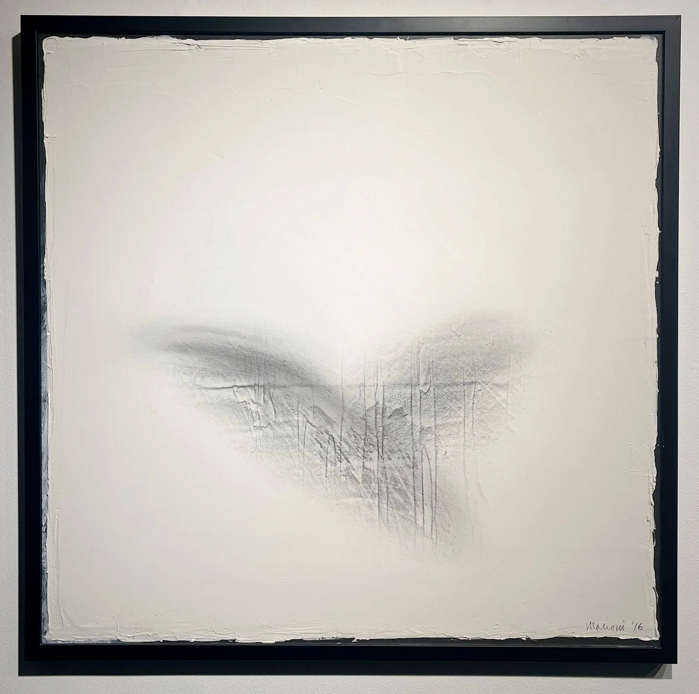 Drum Brush Drawing, 2016,
Graphite on plaster mounted on wood,
30 3/4 x 31 inches