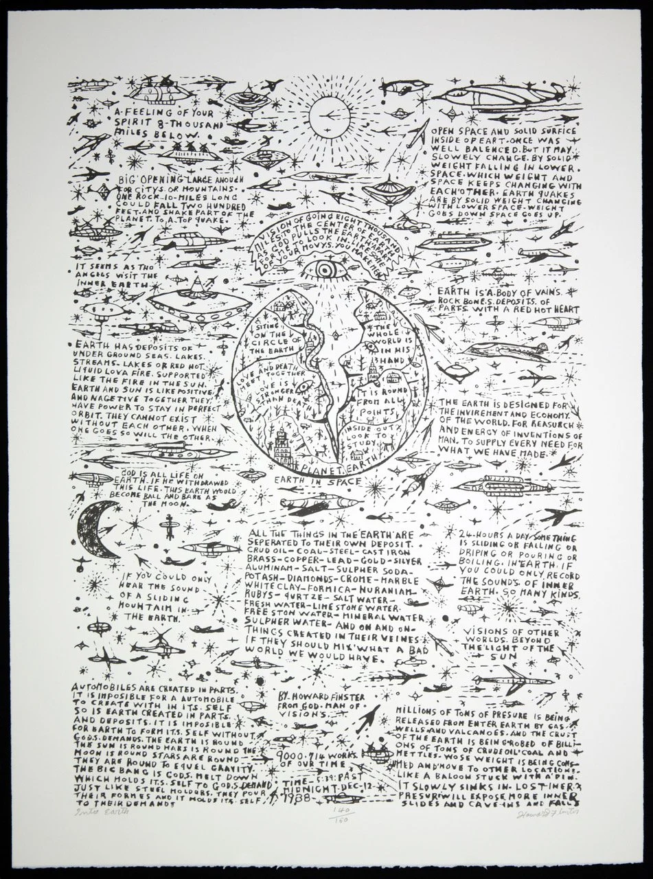 Howard Finster (1916-2001),
Into Earth, 1988,
Lithograph,
39 1/2 x 29 1/2 inches