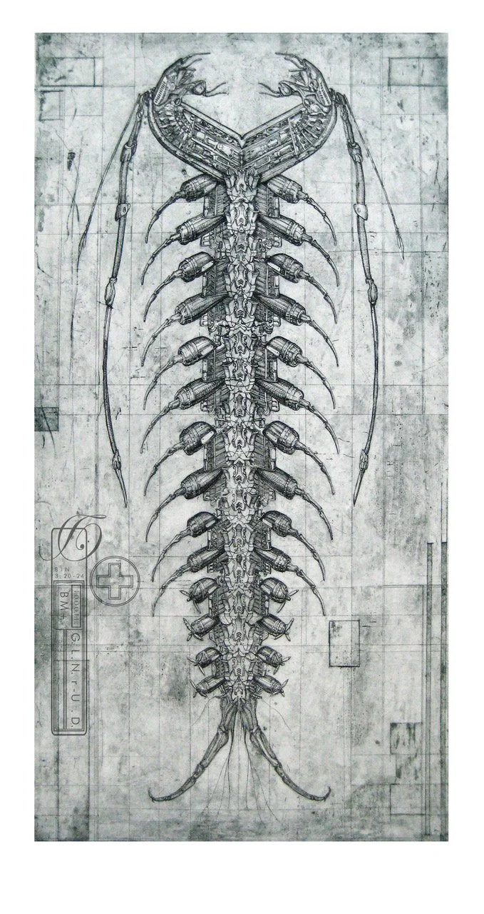 Andrew Au (b. 1972),
GLNrUD, 2009,
Etching & silkscreen on Hahnemuhle paper,
Image: 36 x 18 inches