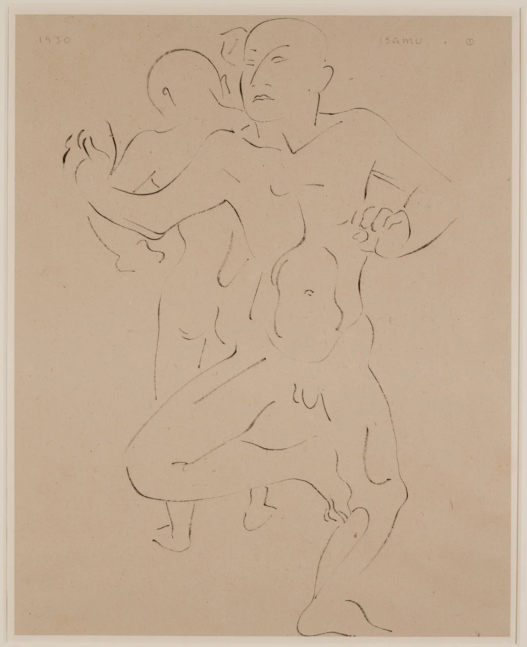 Isamu Noguchi (1904-1988),
Monks at Their Morning Exercise Rituals, 1930,
Ink stick on paper,
Signed & dated verso,
Paper: 22 5/8 x 18 1/8 inches,
Frame: 30 1/4 x 25 1/2 inches