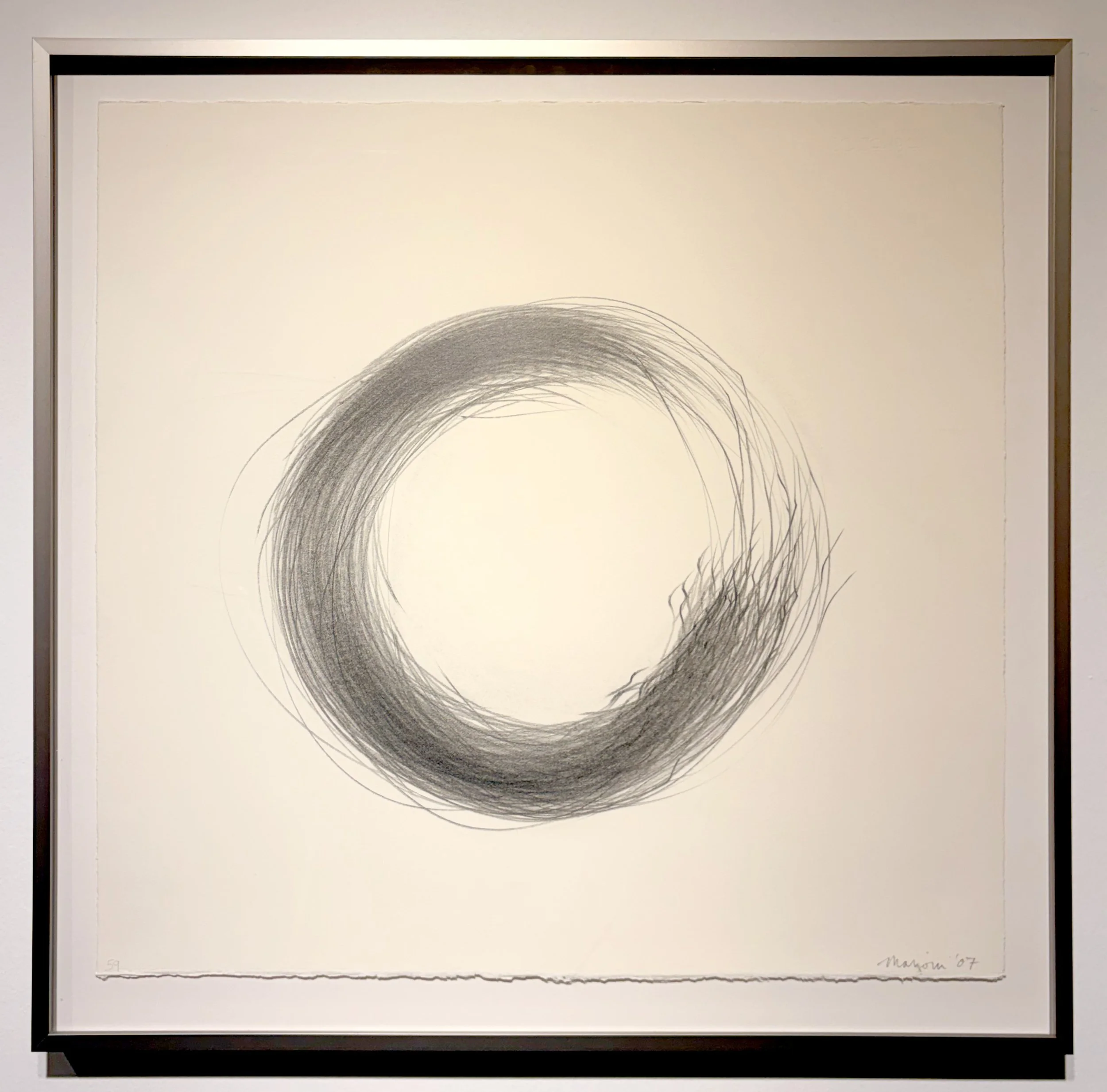 Circle for Sol, 2007,
Graphite and yellow pencil on paper,
Paper: 30 x 29 inches,
Frame: 32 1/2 x 31 1/2 inches