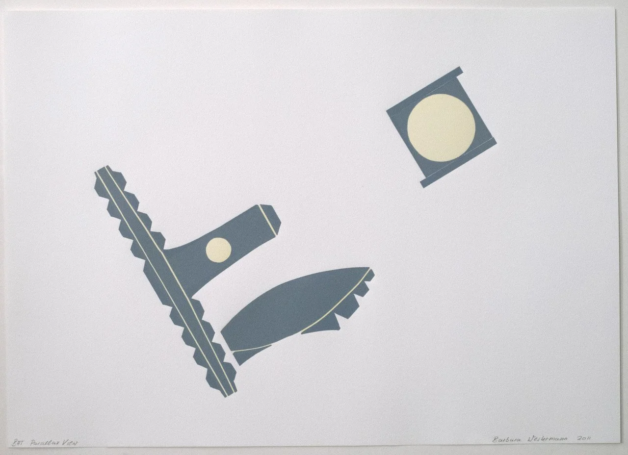 Barbara Westermann (b. 1958),
Parallax View II, 2011,
Woodcut on Rives Heavyweight paper,
Edition of 18,
17 1/2 x 22 inches