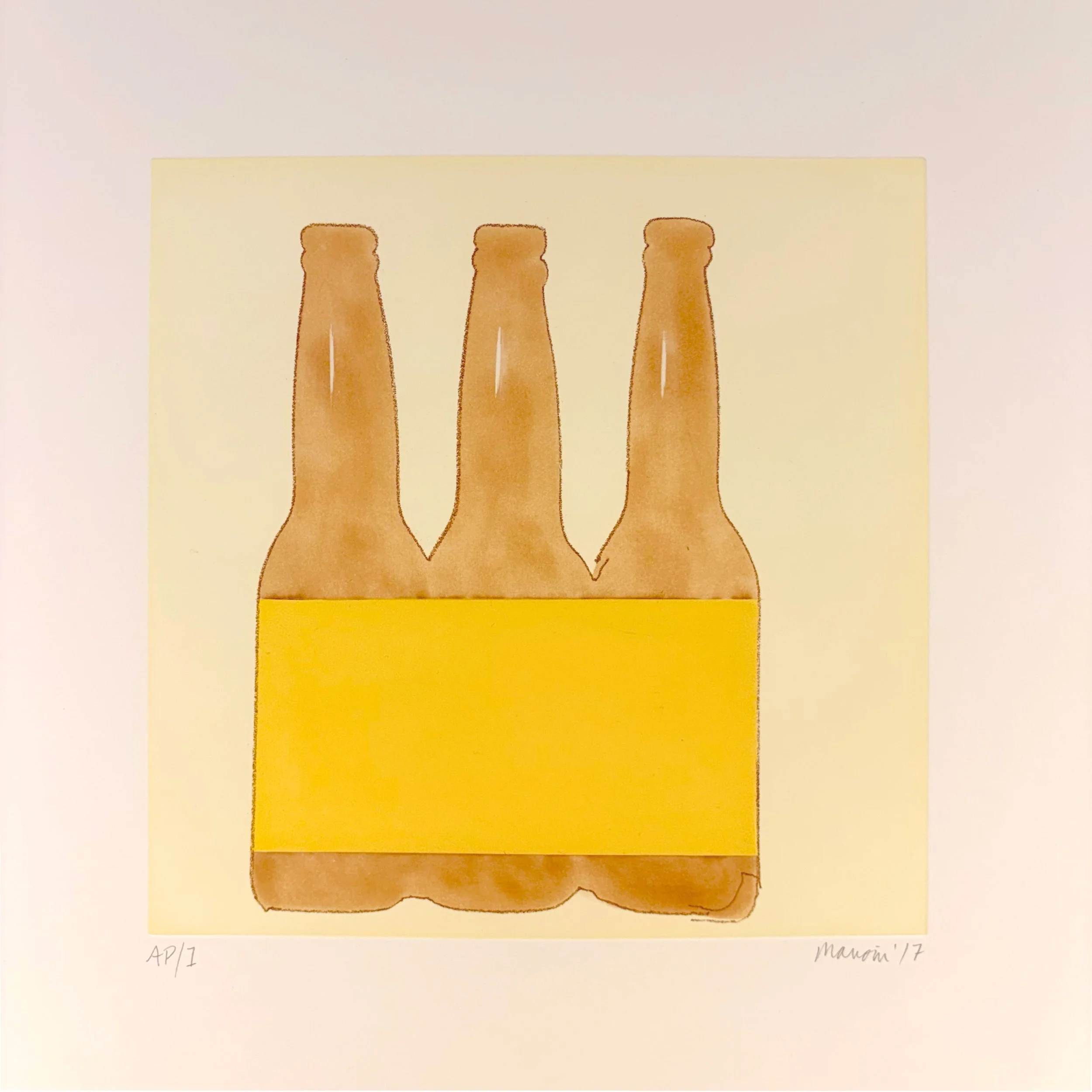 Three of a Kind, 2017,
Color spit bite aquatint and soft ground etching on paper,
Edition of 25, AP 1,
Published by Crown Point Press,
Image: 11 x 11 inches,
Paper: 17 1/2 x 17 inches