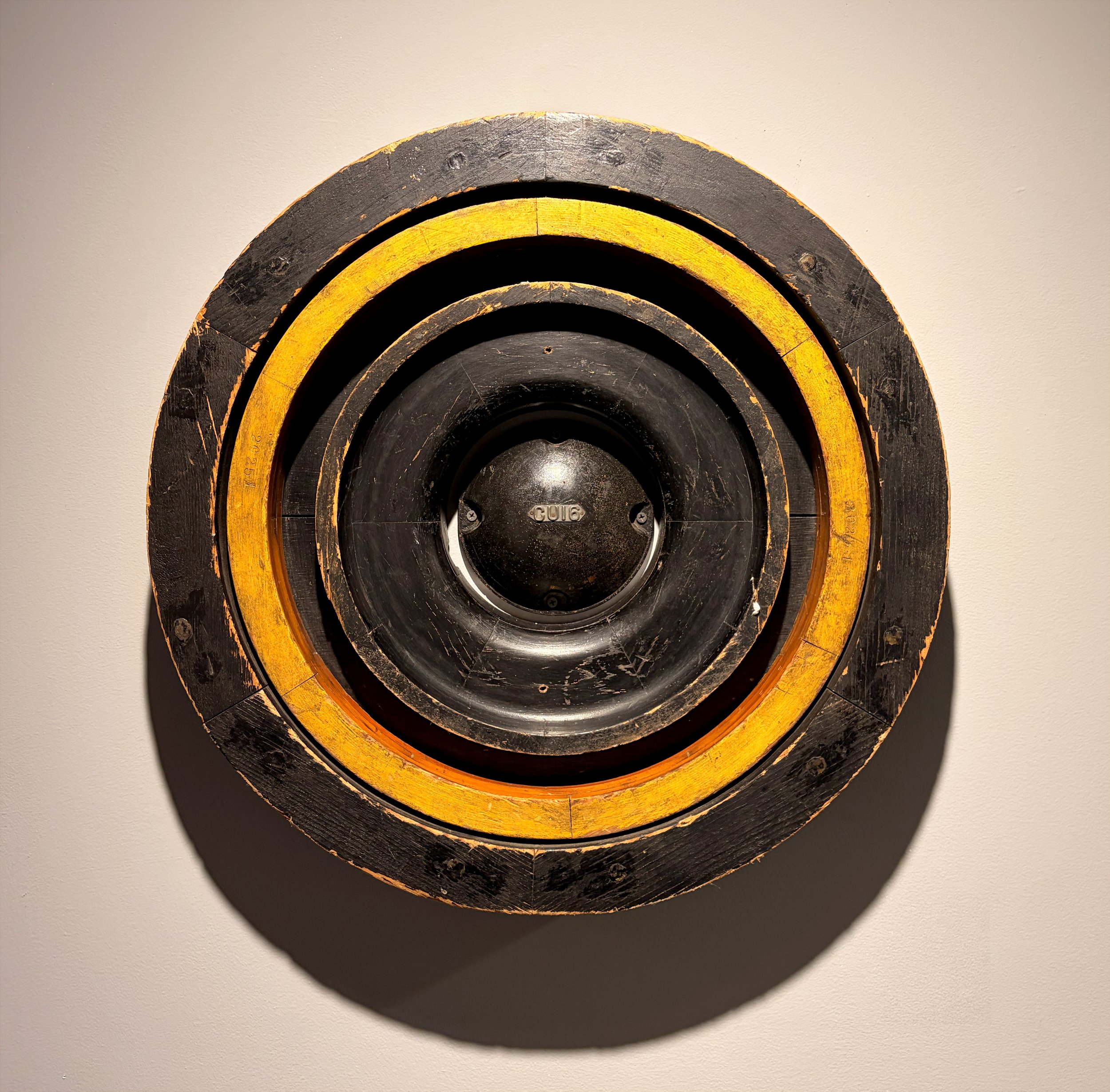 Black & Yellow Circle, 2010,
Wood-milled industrial foundry patterns,
22 x 22 inches