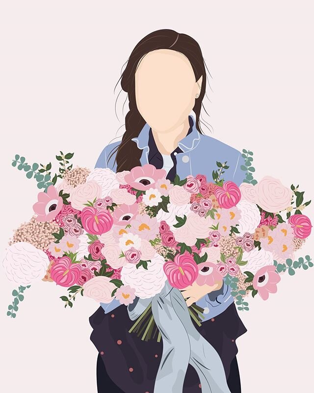 I haven&rsquo;t done a vector portrait in a minute so when I was asked to do this as a bday gift + the money going to charity I was very excited to do it! I knew this massive bouquet was going to be a fun challenge and it took me longer than expected