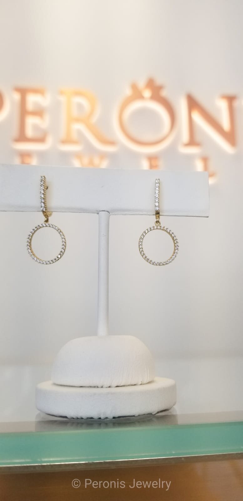 18K Solid Gold Cz Earrings