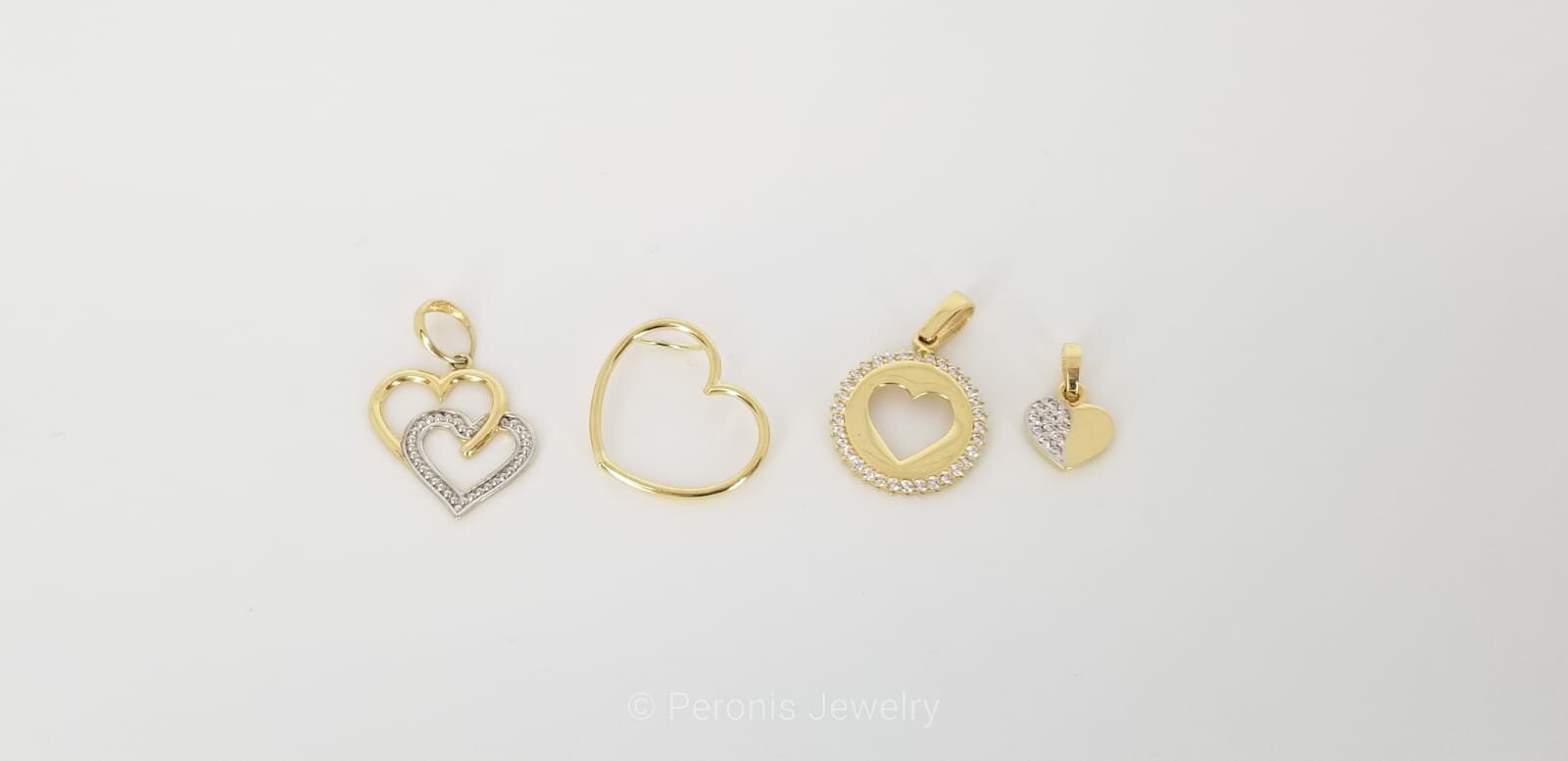 18K Yellow Gold 14MM CZ Heart Disc