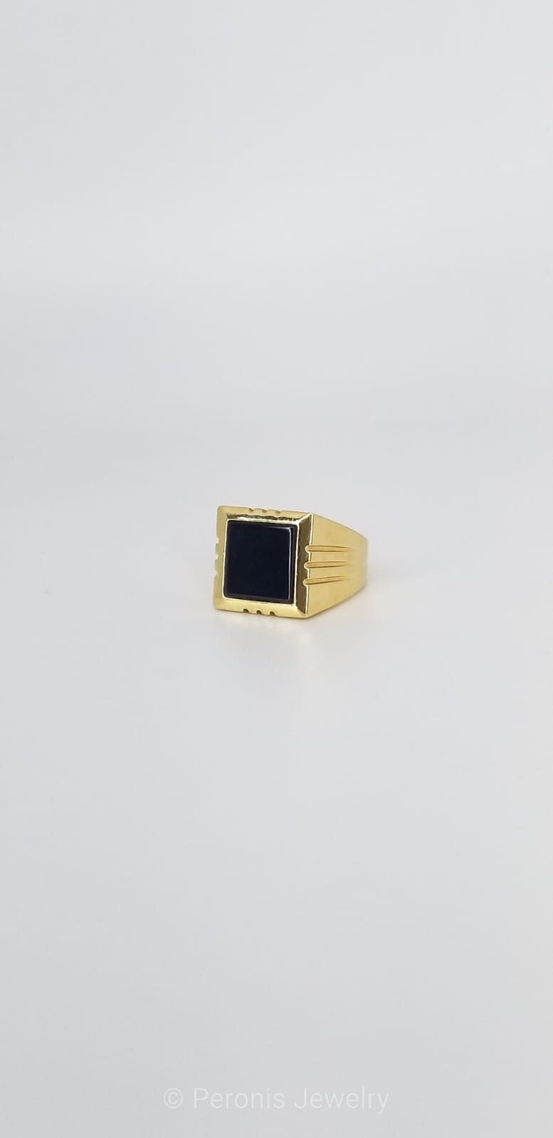 18K Solid Gold Gentlemens Onix Ring