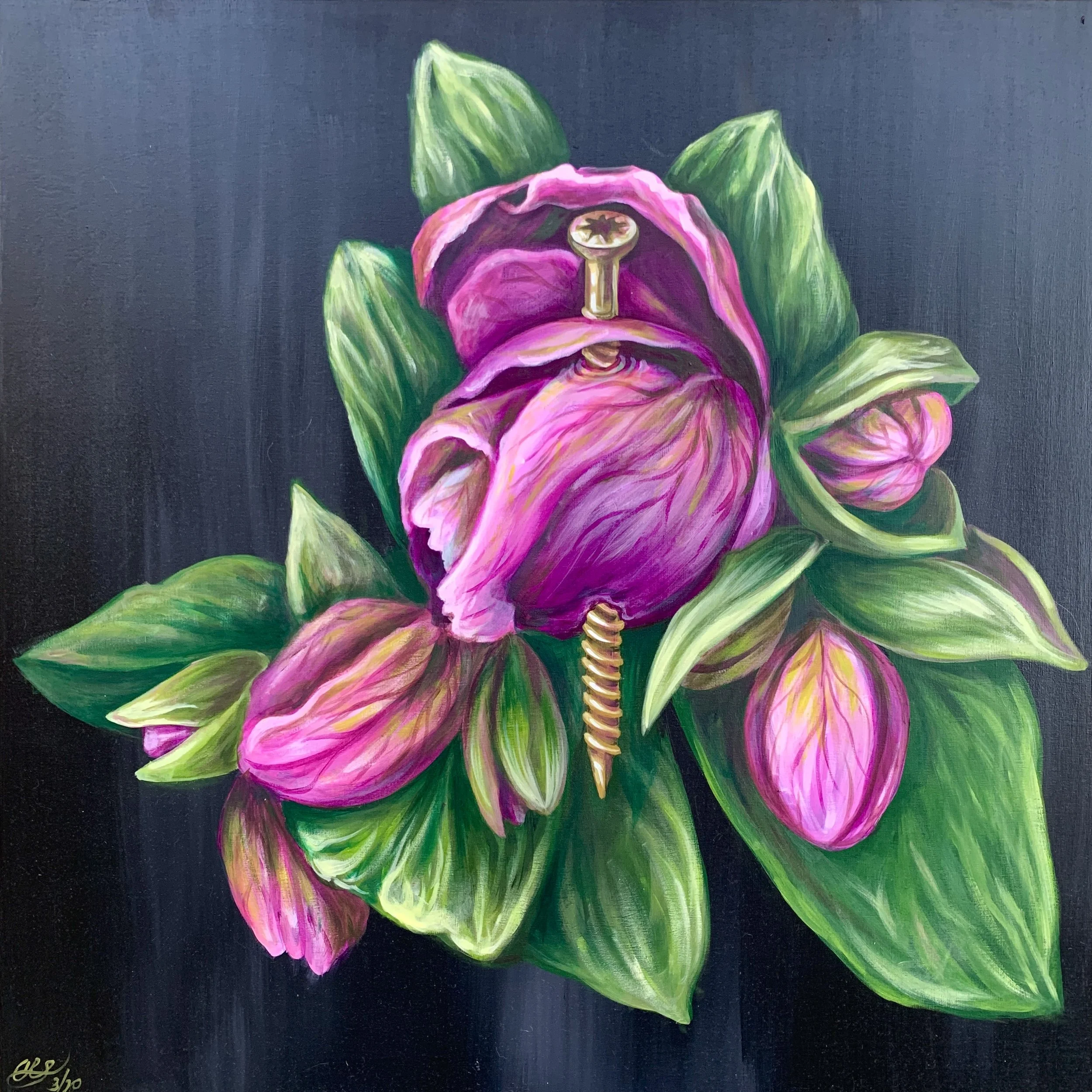 "Gently IV"     36" x 36" acrylics on wooden panel