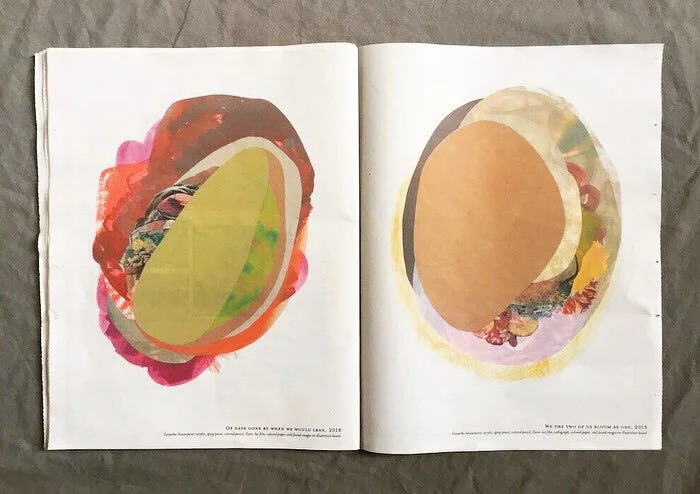 centerfold image of Women Artists Five newspaper with the artist Xochi Solis images on bothsides