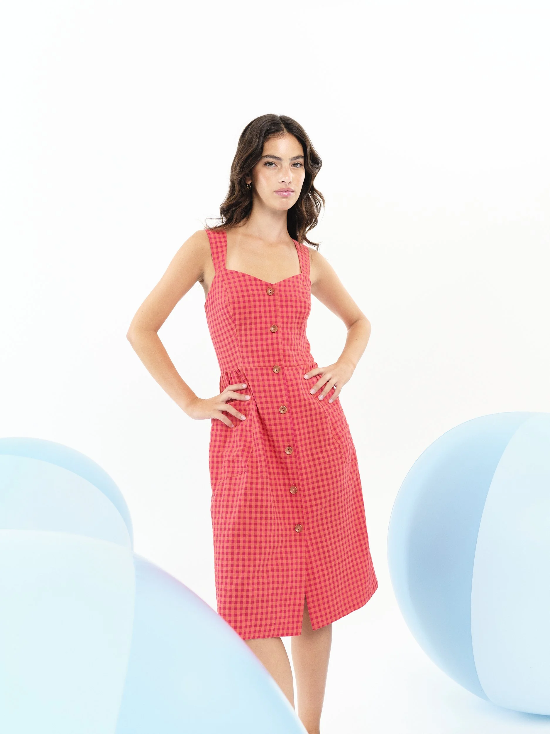 Vestido Vera vichy rosa Béhulah