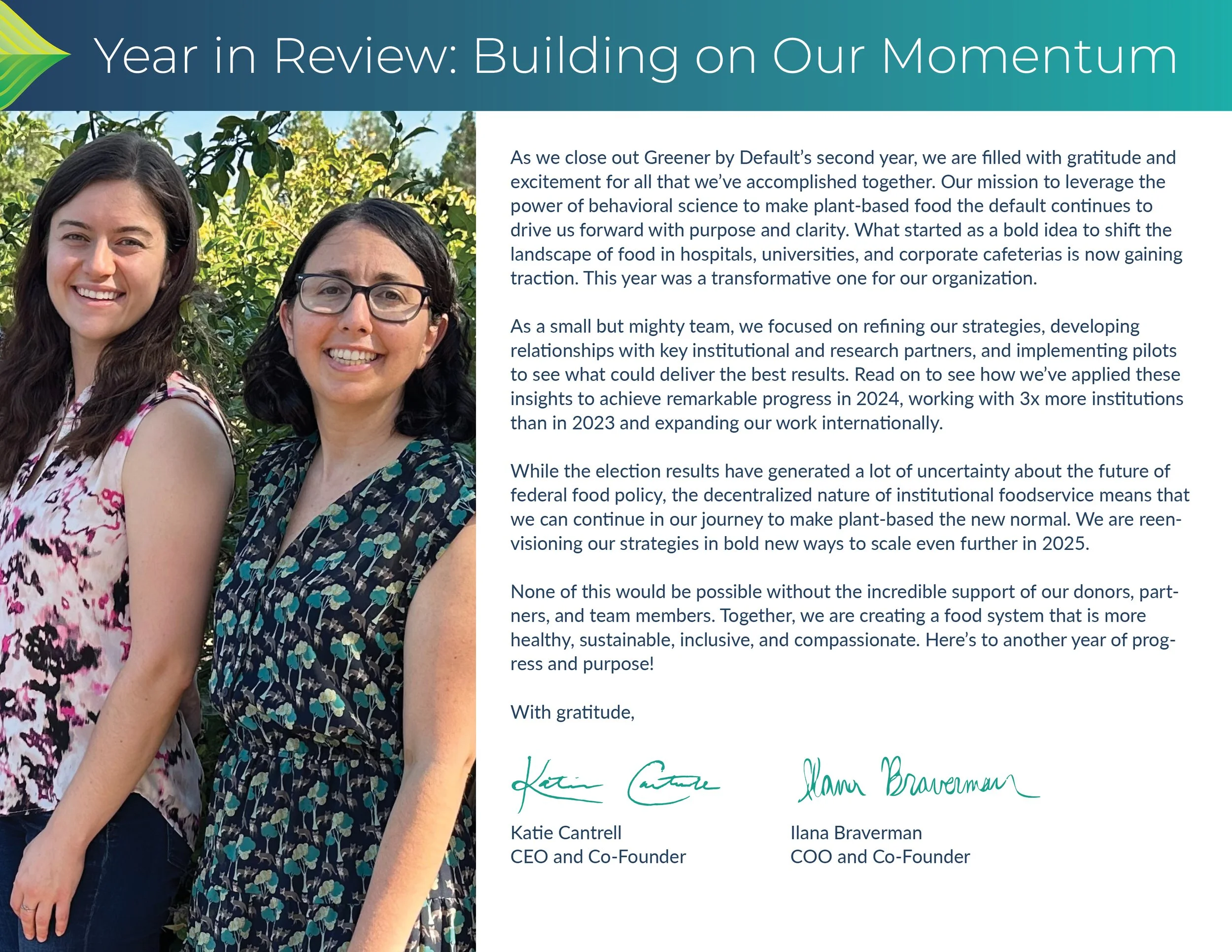 Greener By Default 2024 Annual Report Page 1