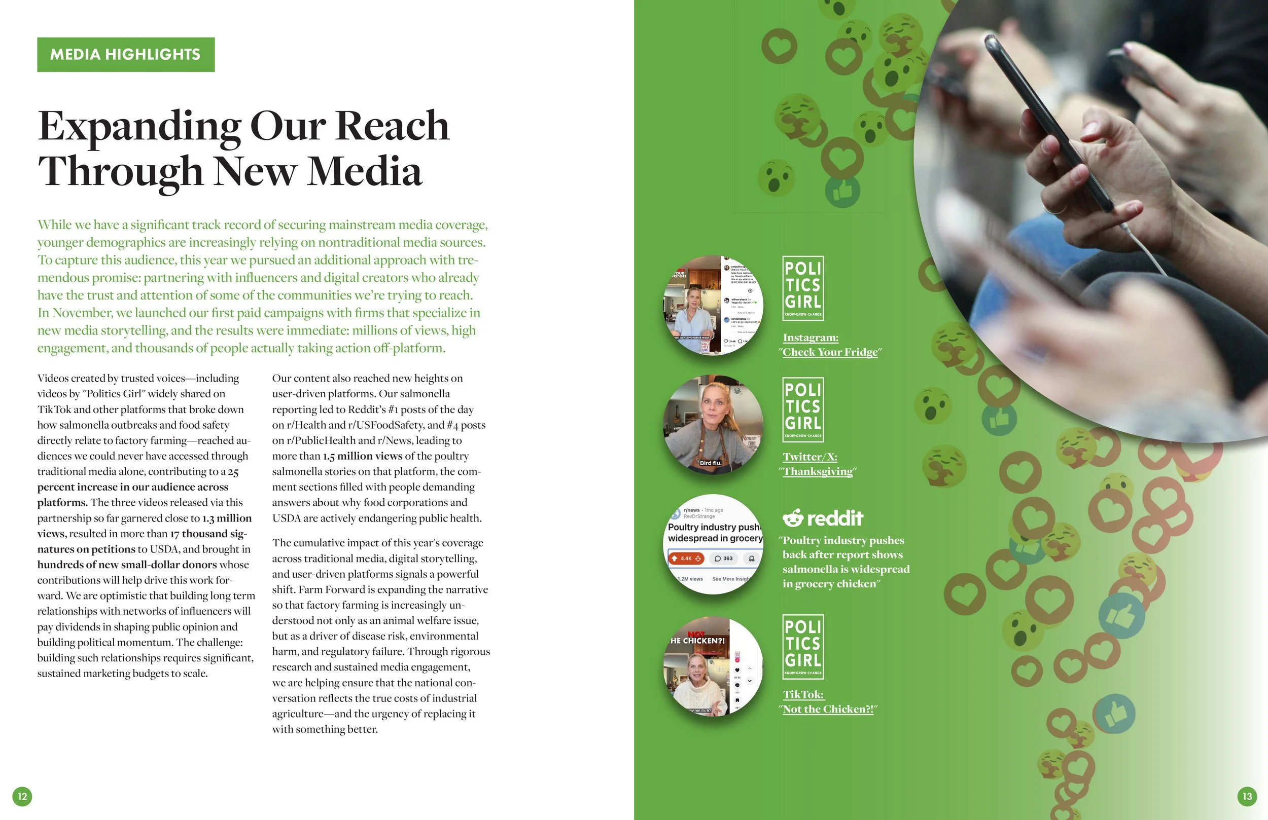 Farm Forward 2025 Annual Report Media Highlights Spread 3
