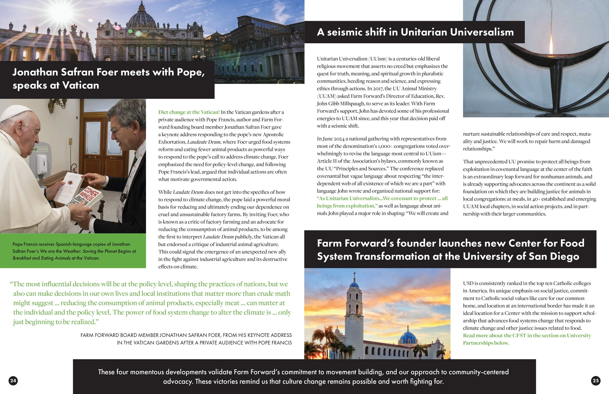 Farm Forward 2023-24 Annual Report Religious Outreach Spread 3