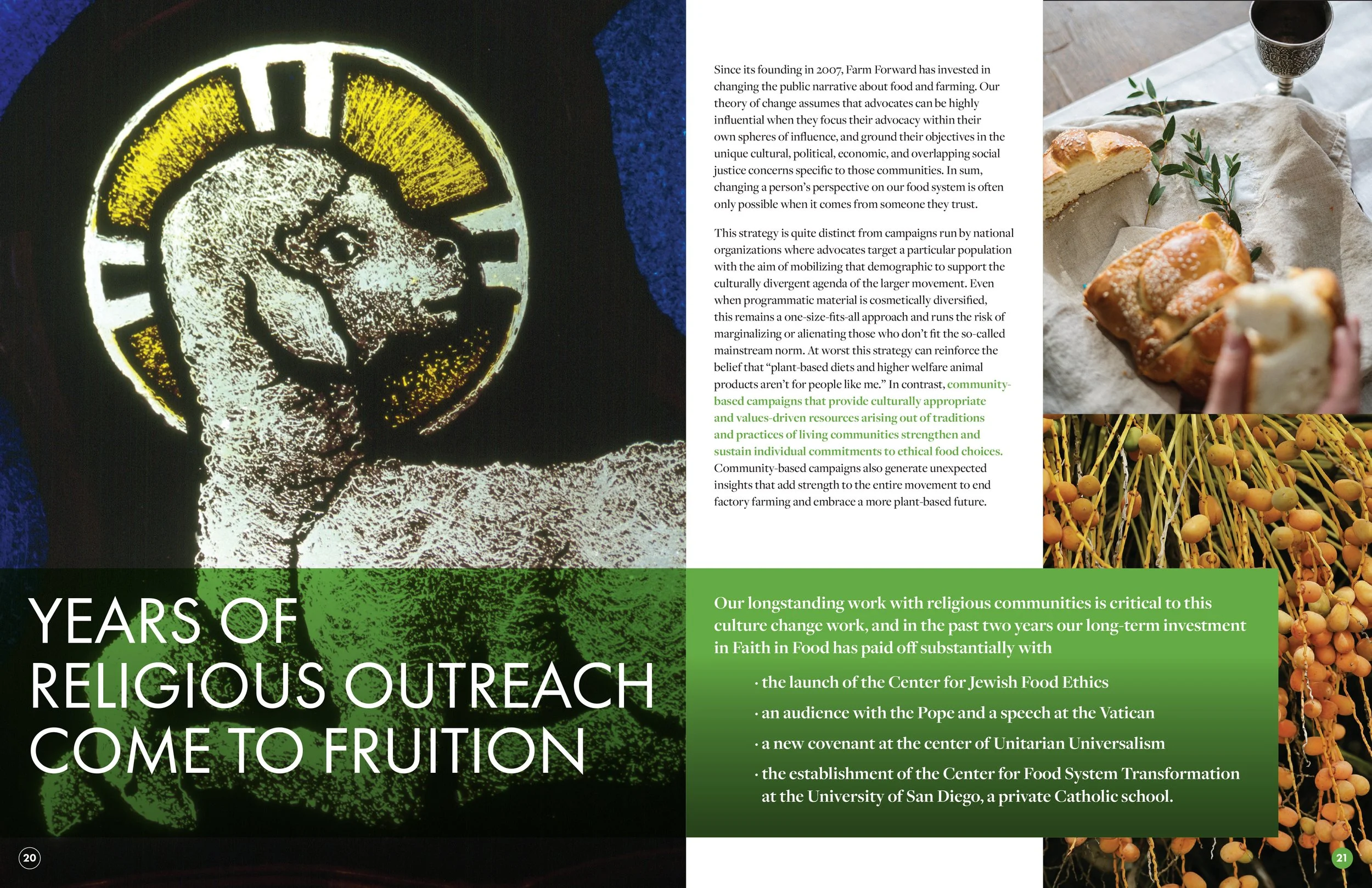 Farm Forward 2023-24 Annual Report Religious Outreach Spread 1