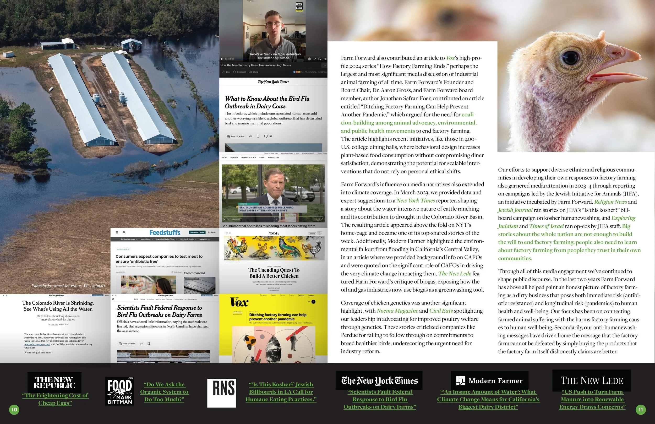 Farm Forward 2023-24 Annual Report Media Highlights Spread 3