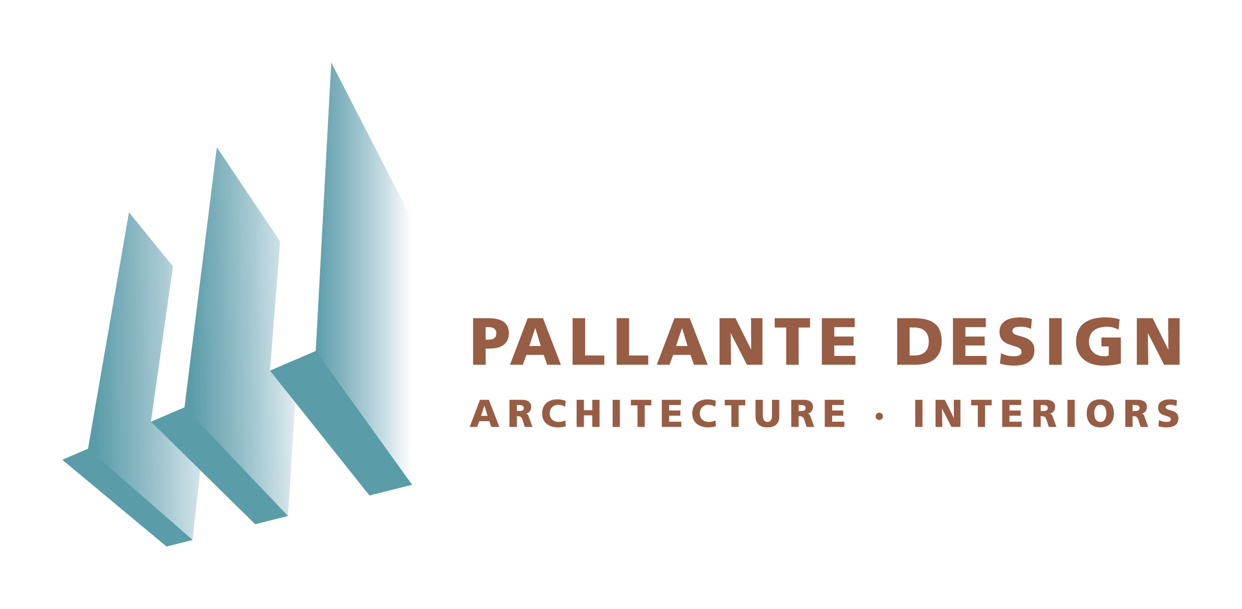 Pallante Design Corporate Identity Design with 3 three dimensional looking blocks to represent architecture and interior design