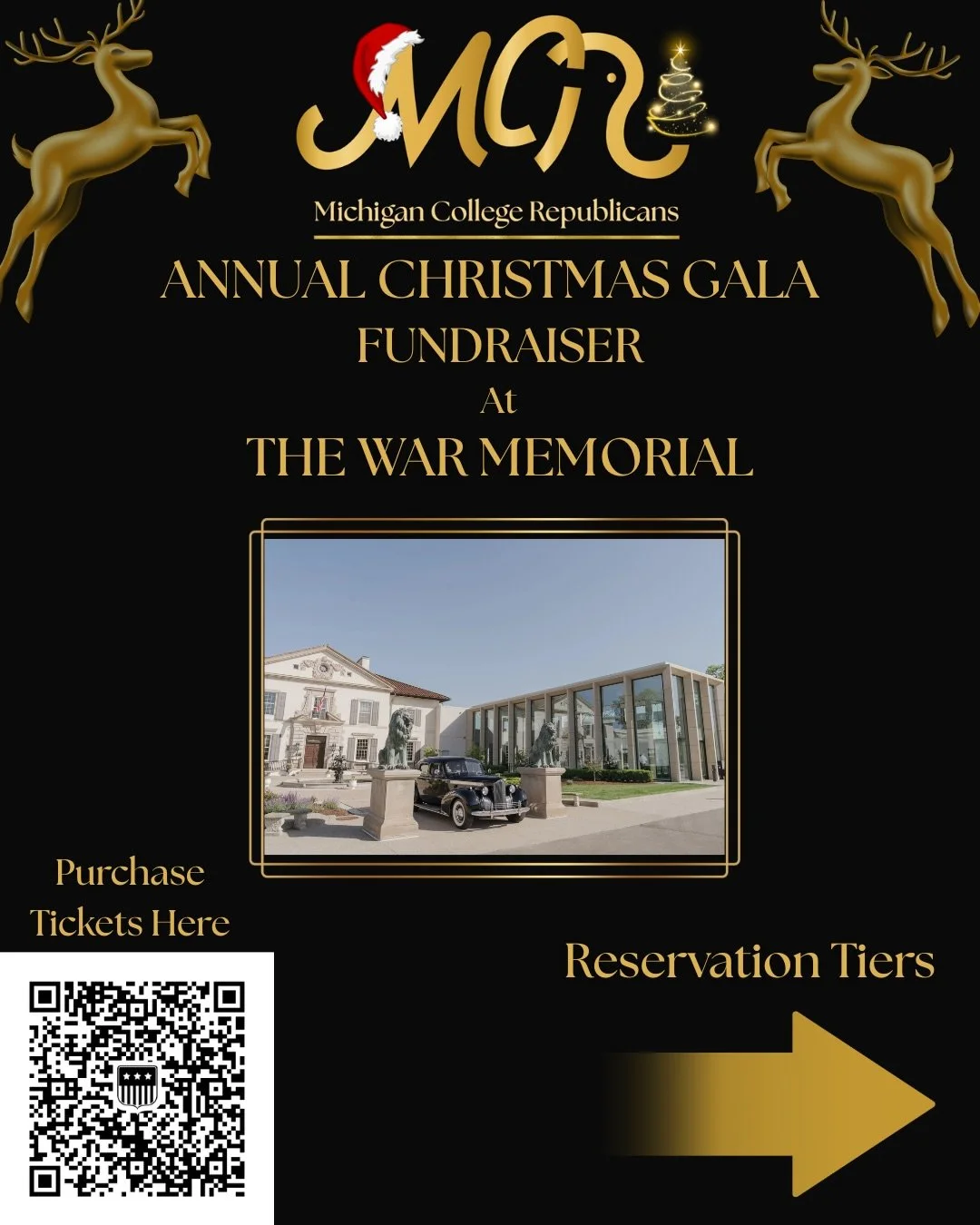 Join the Michigan College Republicans for the greatest Republican Gala of 2025! 

Link is in our bio! 🇺🇸 🎅 

We will see you December 22nd at The War Memorial!
