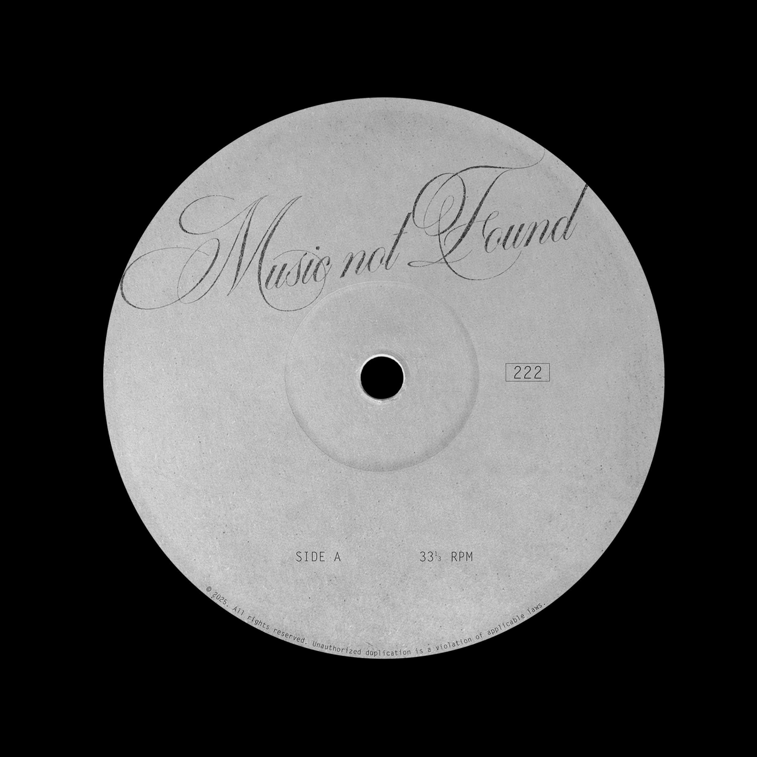 Music not Found — A visual take on type and print. All about the label itself.