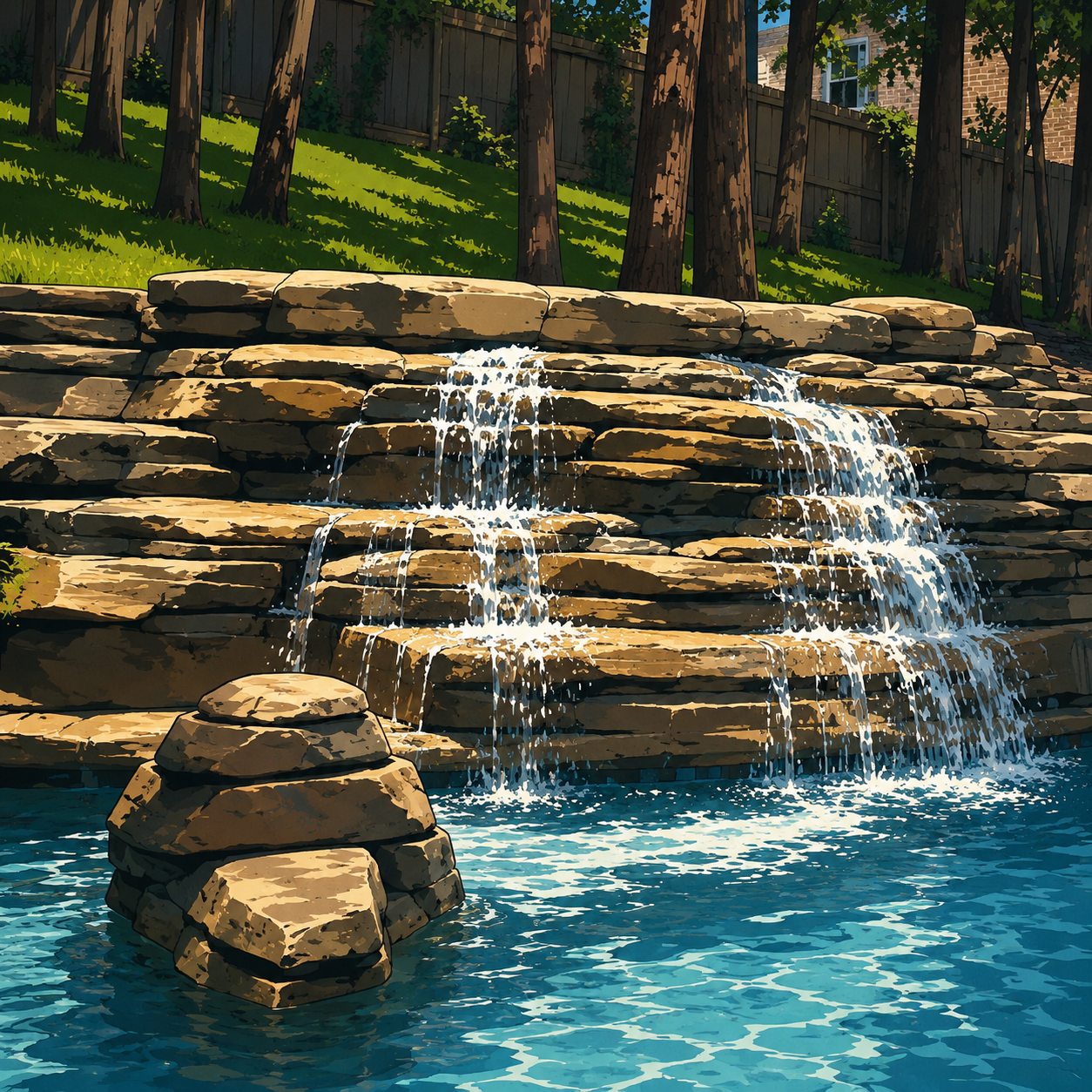 Stairstepping Cascading Waterfall