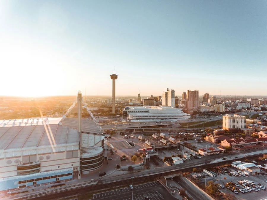 Aerial view of downtown San Antonio, featured in a blog about the EPA's 2018 marginal nonattainment designation.