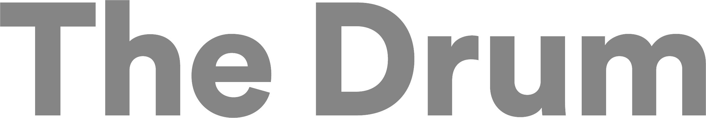 Close-up of the logo for The Drum in gray text.