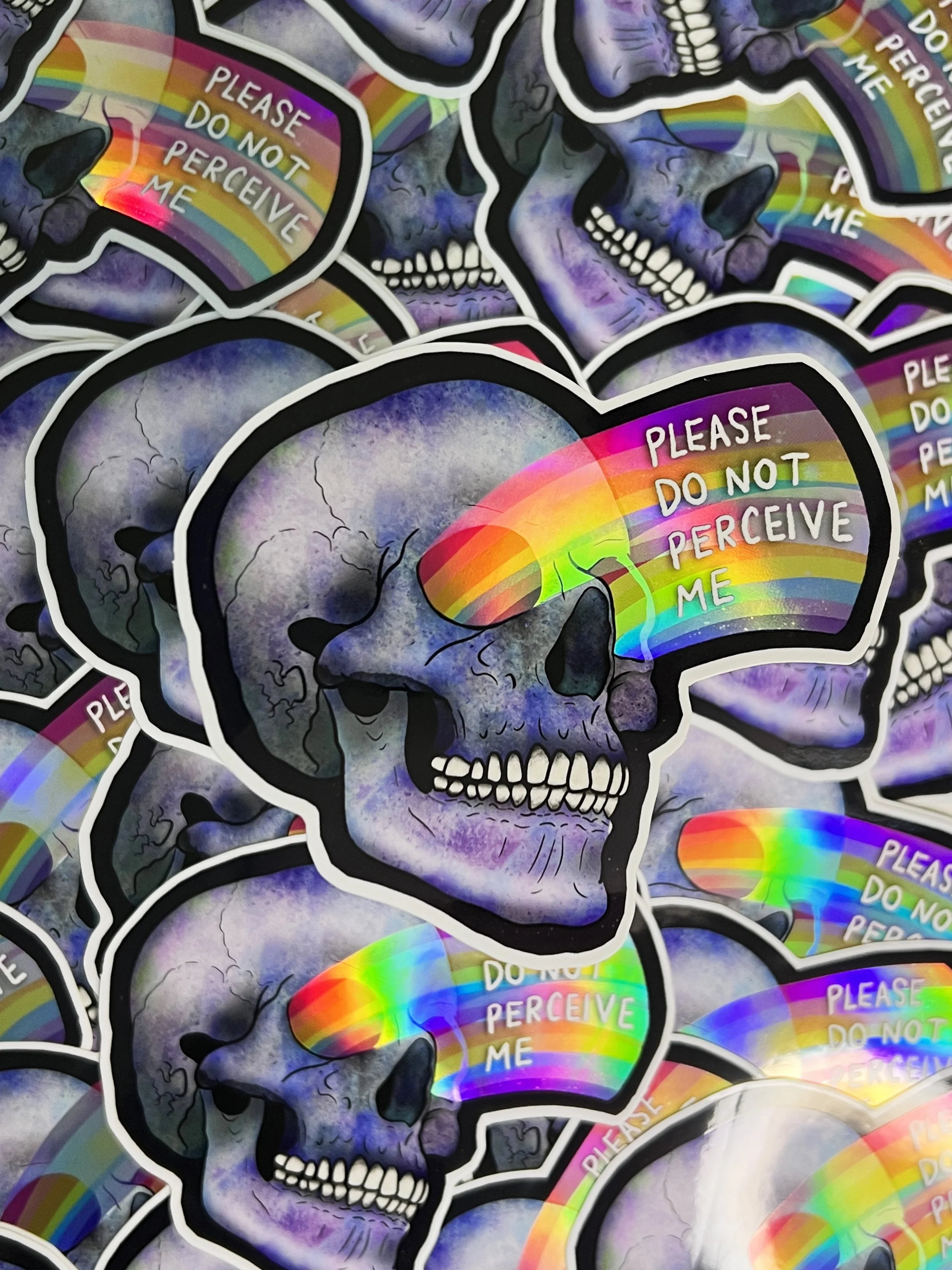 Please Do Not Perceive Me holographic sticker