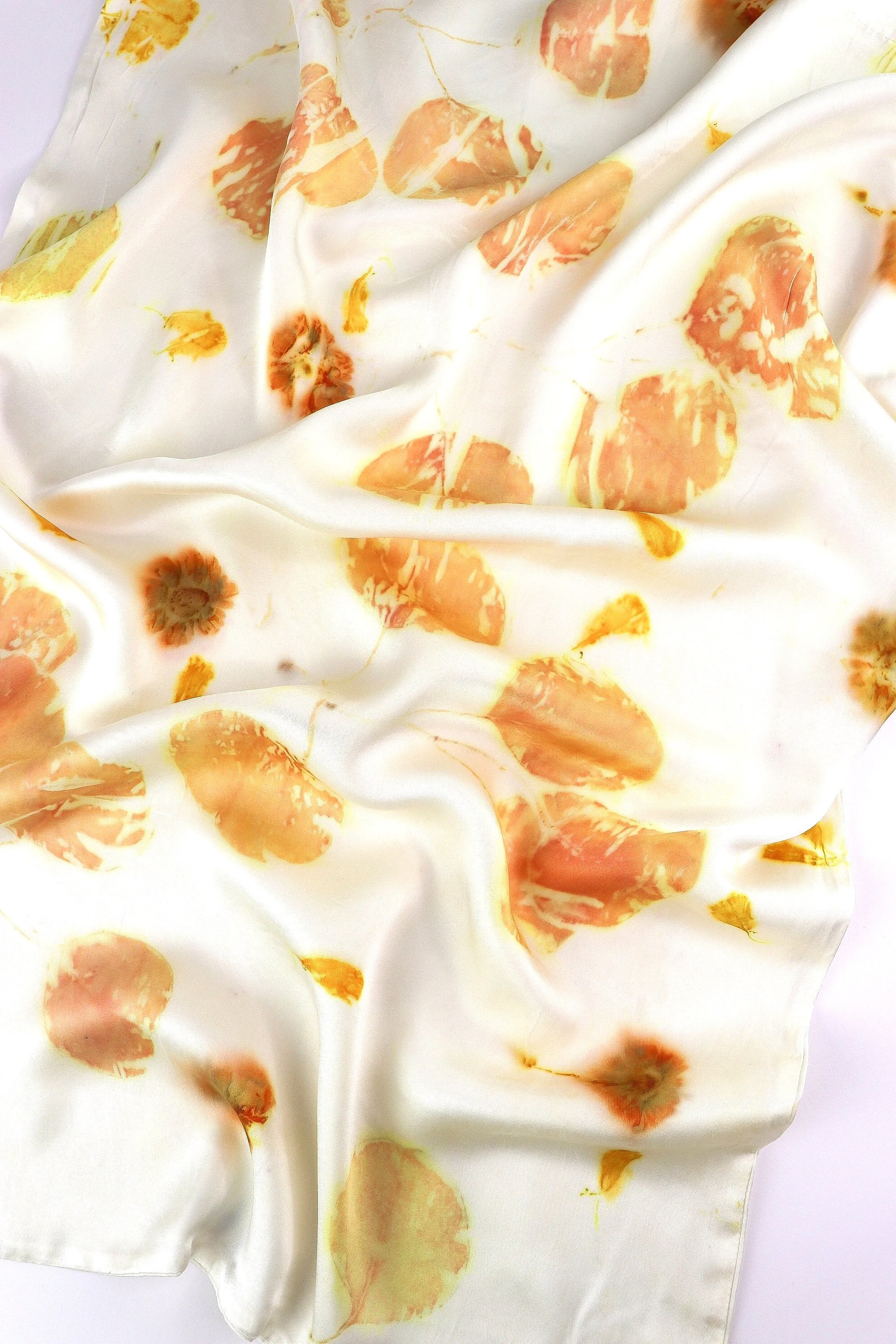 Botanically Dyed Silk Pillowcase eco printed with flowers. 100% Silk Charmeuse. One of a kind silk pillowcase. Silk Pillowcase near me. Plant dyed silk pillowcase in San Francisco Bay Area.