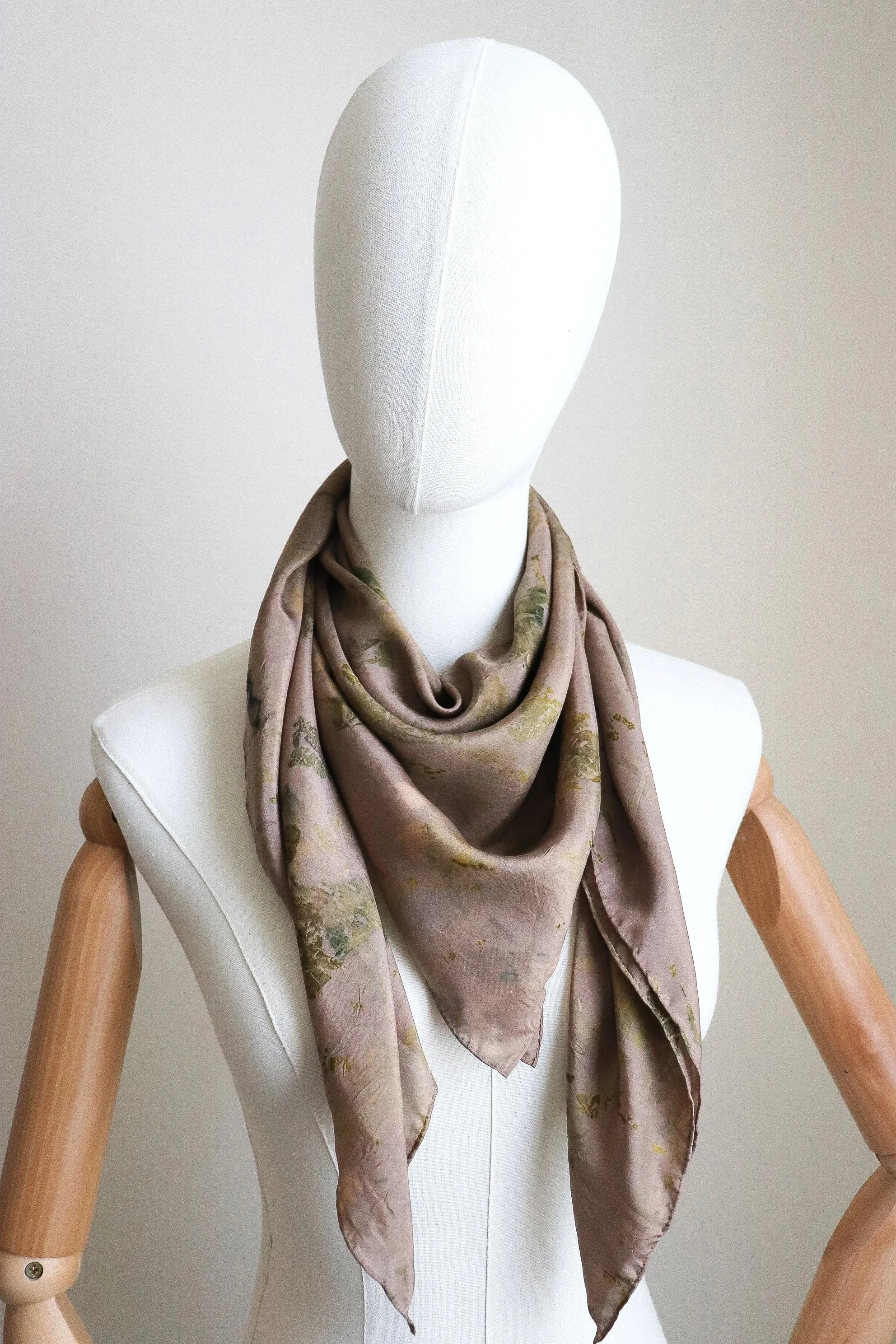 Botanically Dyed Silk Scarf. Eco printed silk scarf