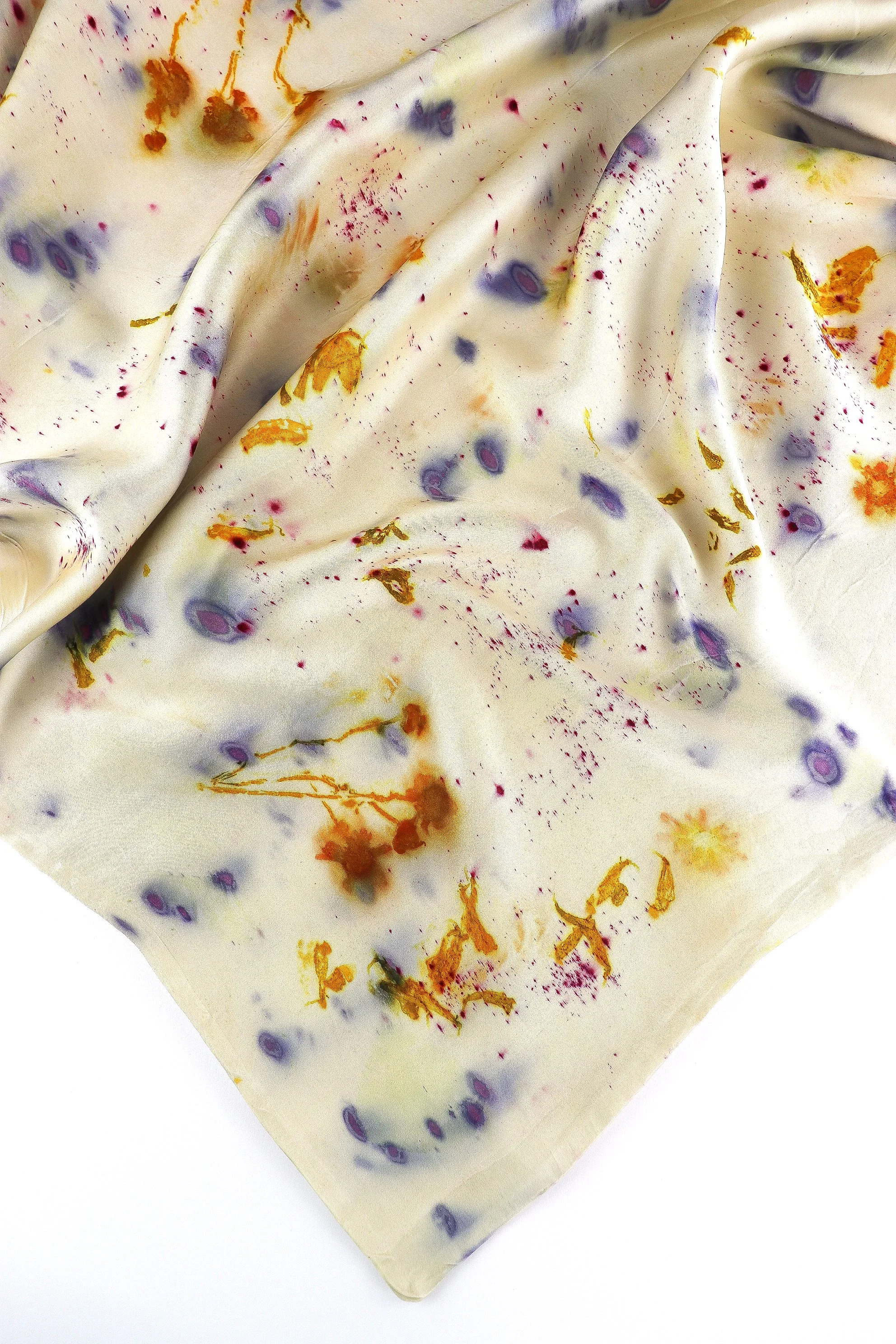 Botanically Dyed Silk Pillowcase eco printed with flowers. Silk Charmeuse pillowcase set of 2.