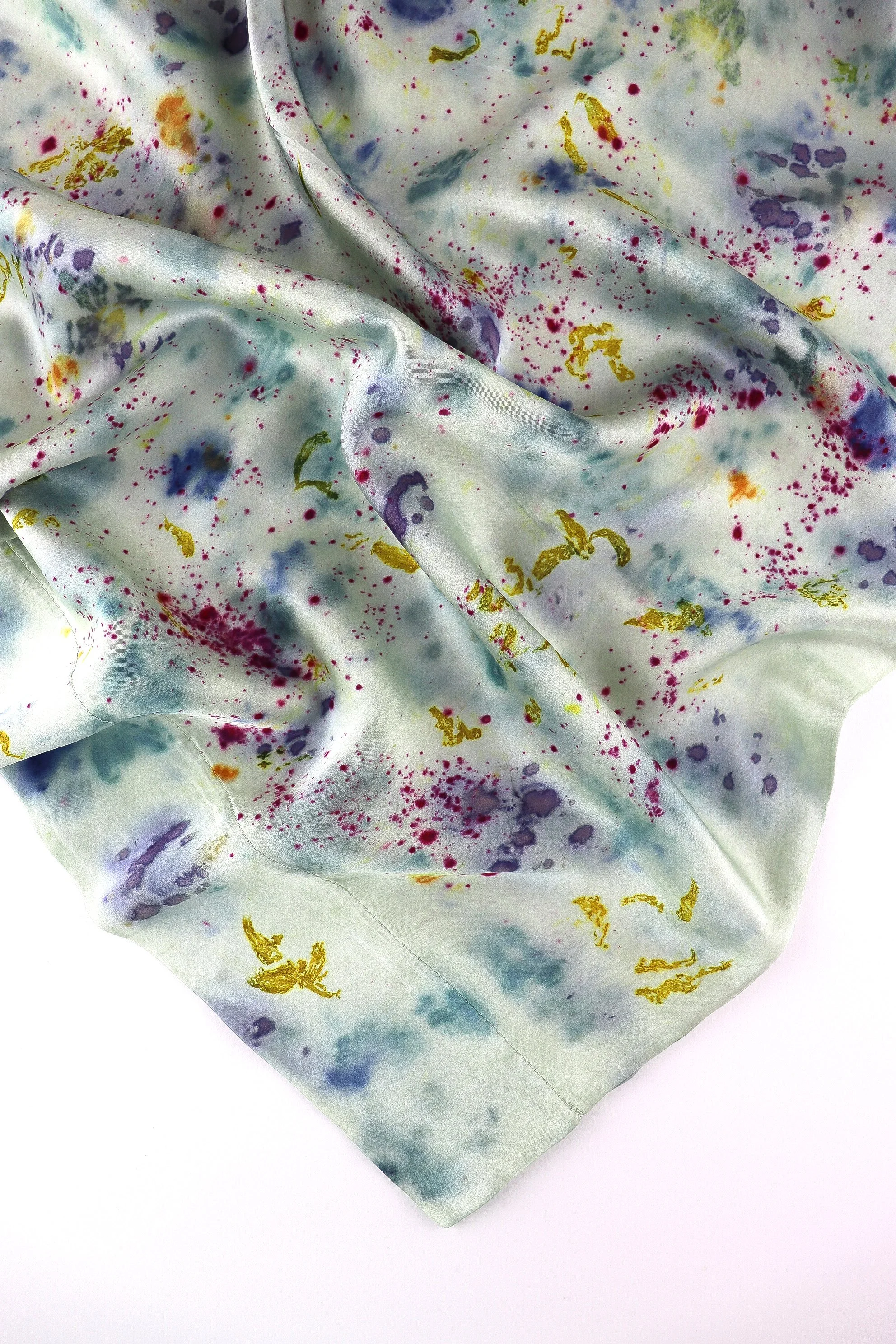 Botanically Dyed Silk Pillowcase eco printed with flowers. Silk Charmeuse pillowcase set of 2.