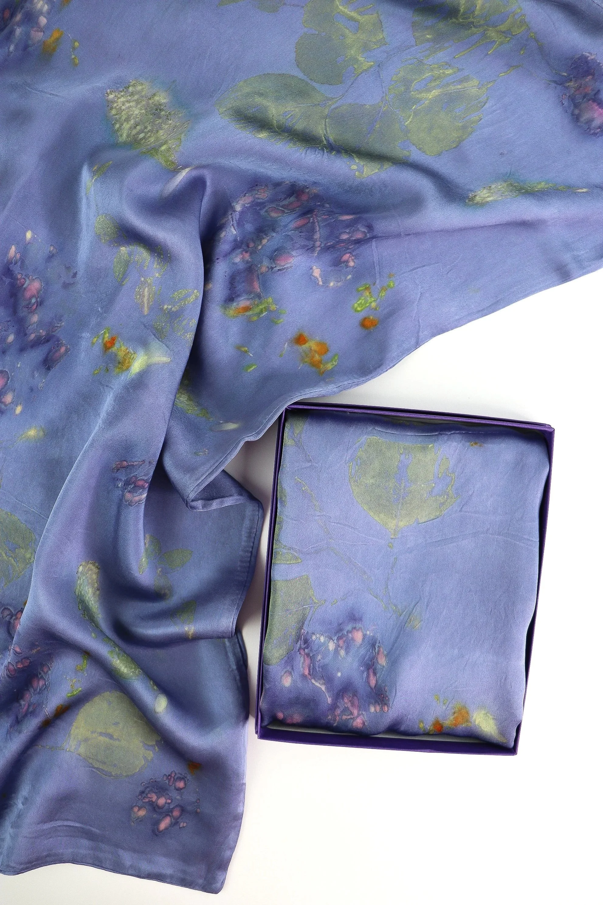 Botanically Dyed Silk Pillowcase eco printed with flowers. Mulberry silk Charmeuse pillowcase set of 2.
