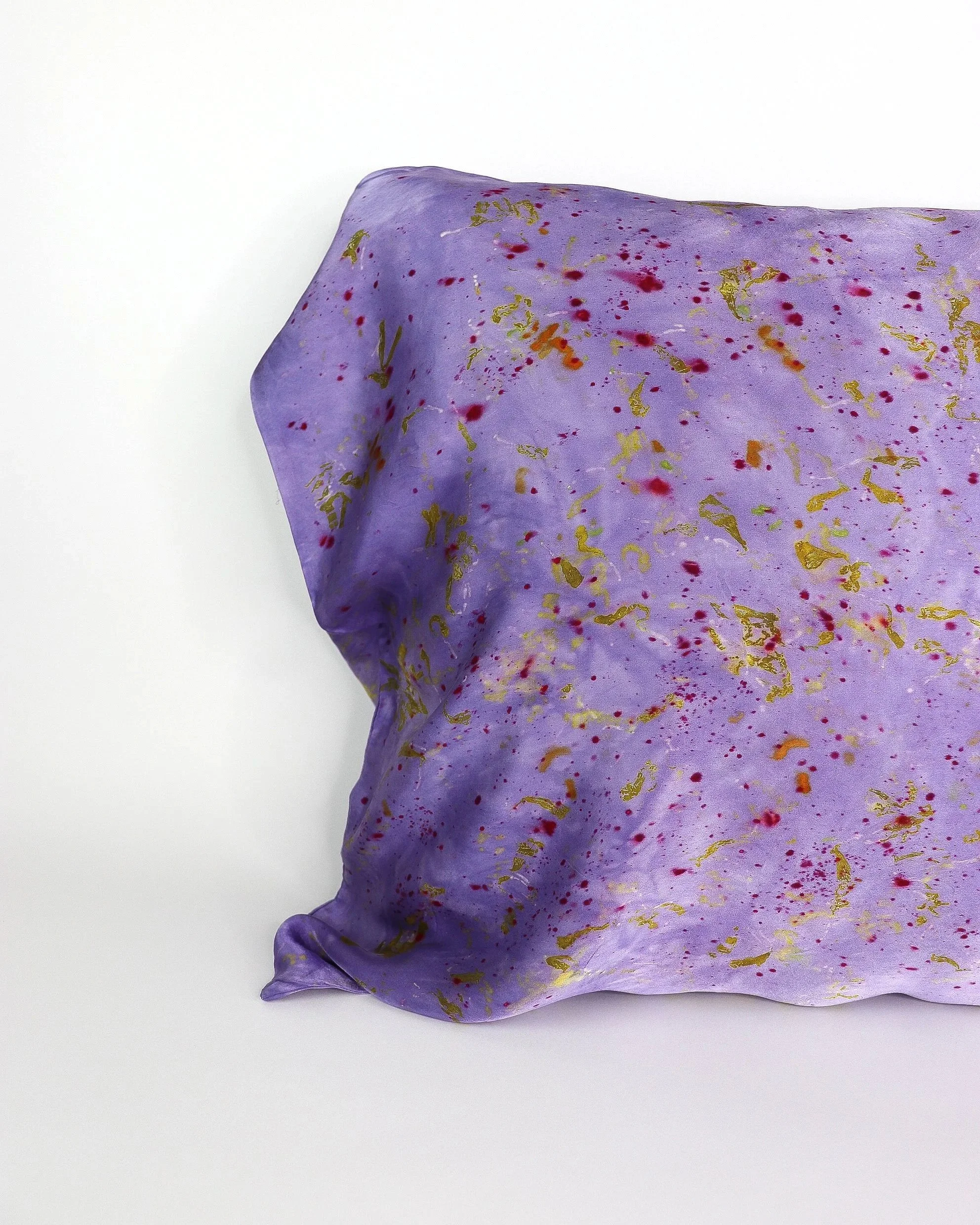 Botanically Dyed Silk Pillowcase eco printed with flowers. Silk Charmeuse pillowcase.