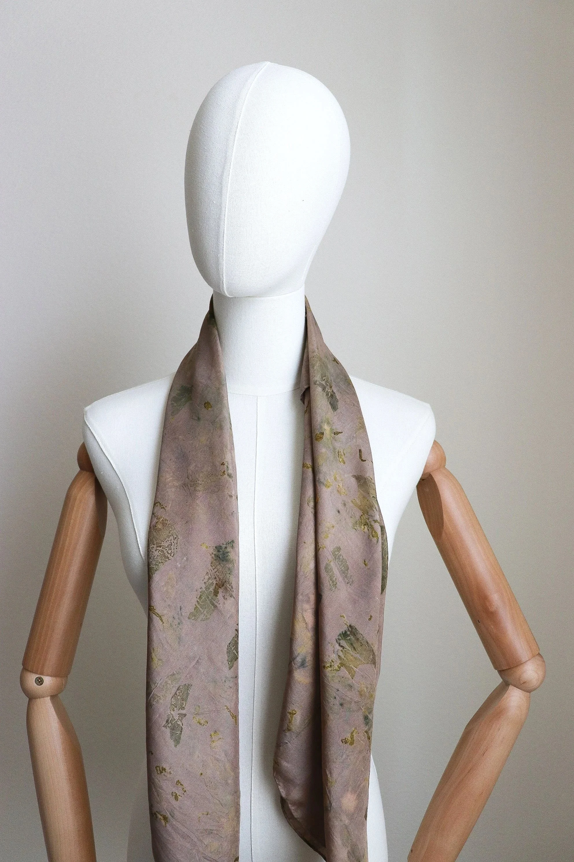 Botanically Dyed Silk Scarf. Eco printed silk scarf