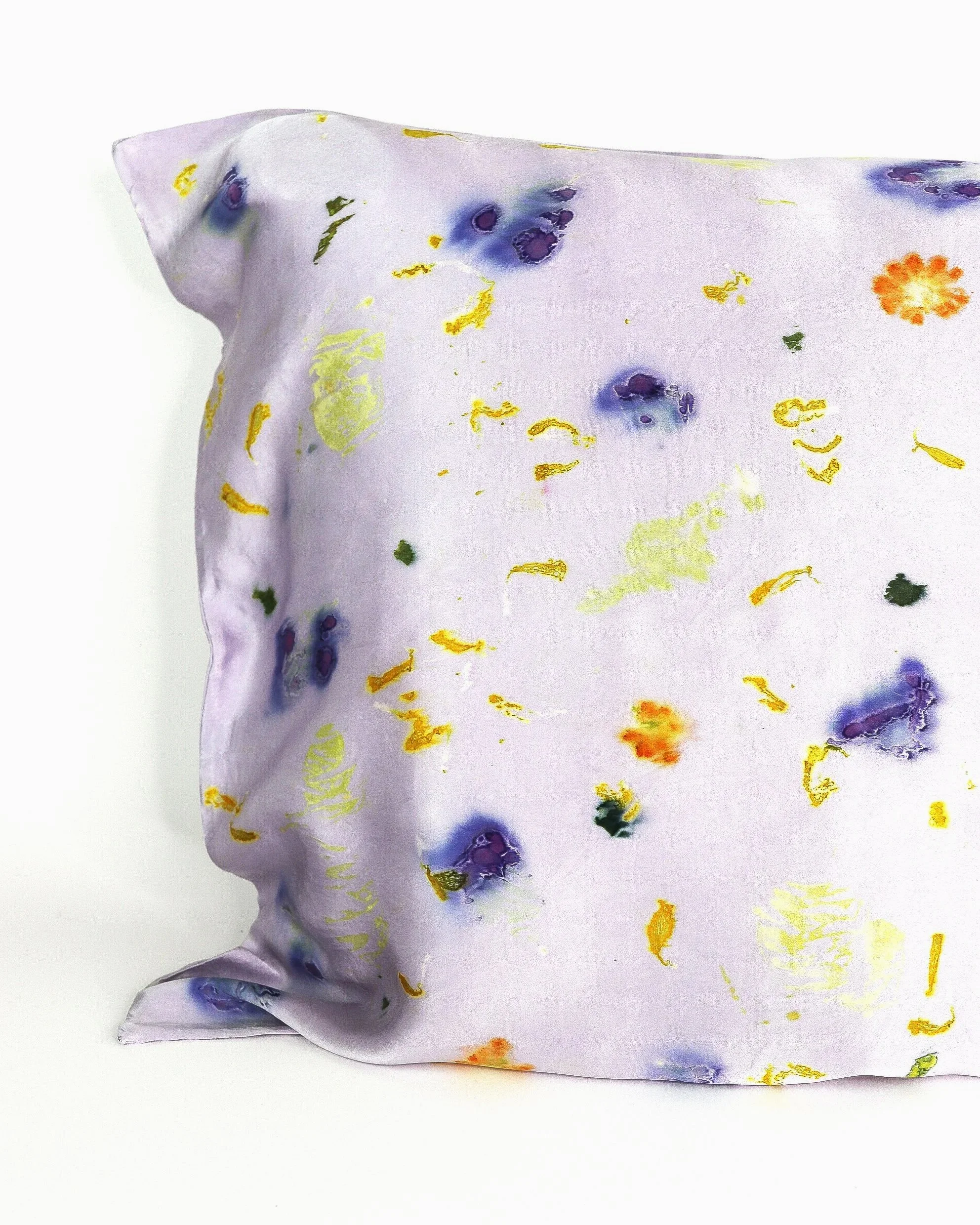 Botanically Dyed Silk Pillowcase eco printed with flowers. Silk Charmeuse pillowcase.