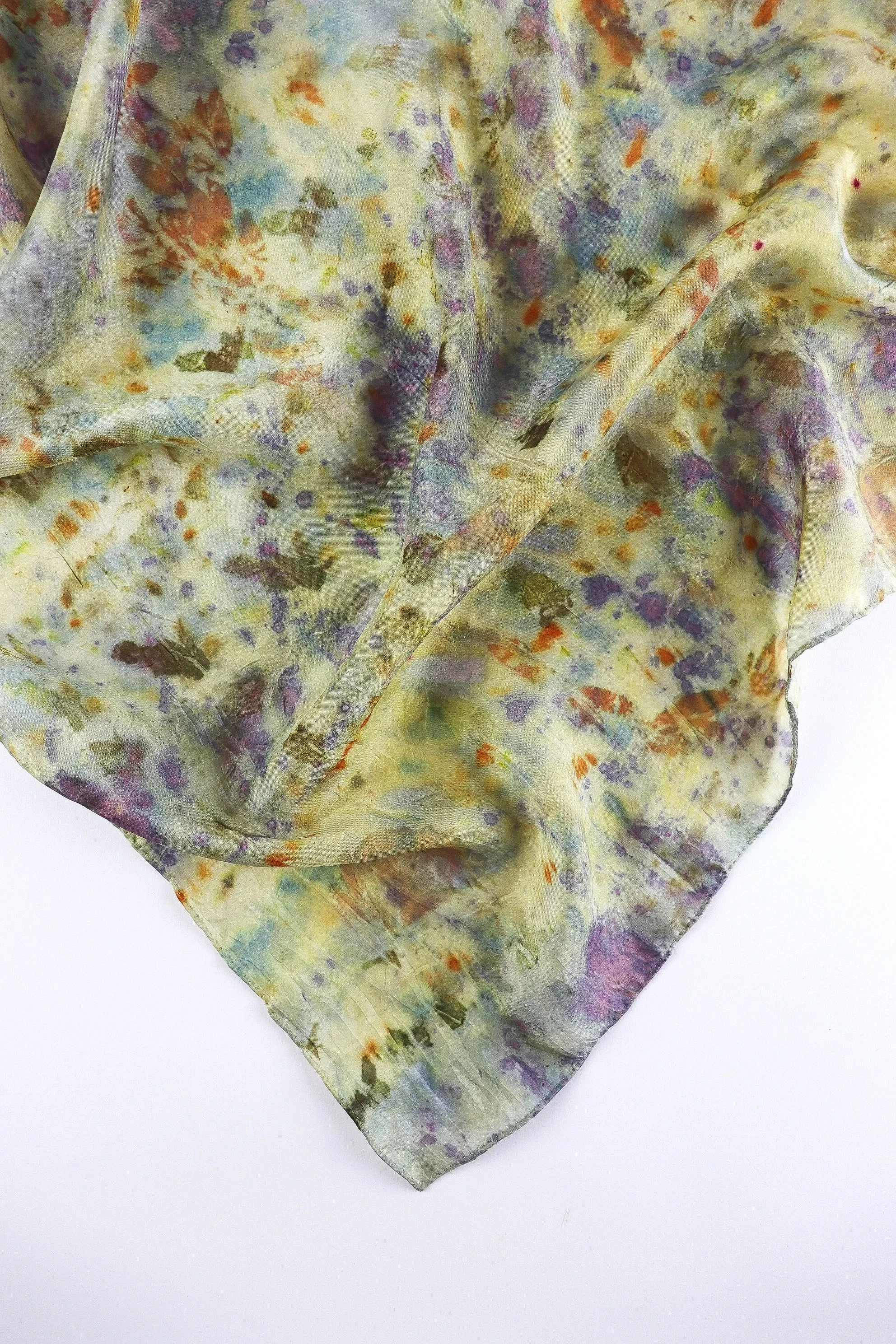 Botanically Dyed Silk Scarf. Eco printed silk scarf.