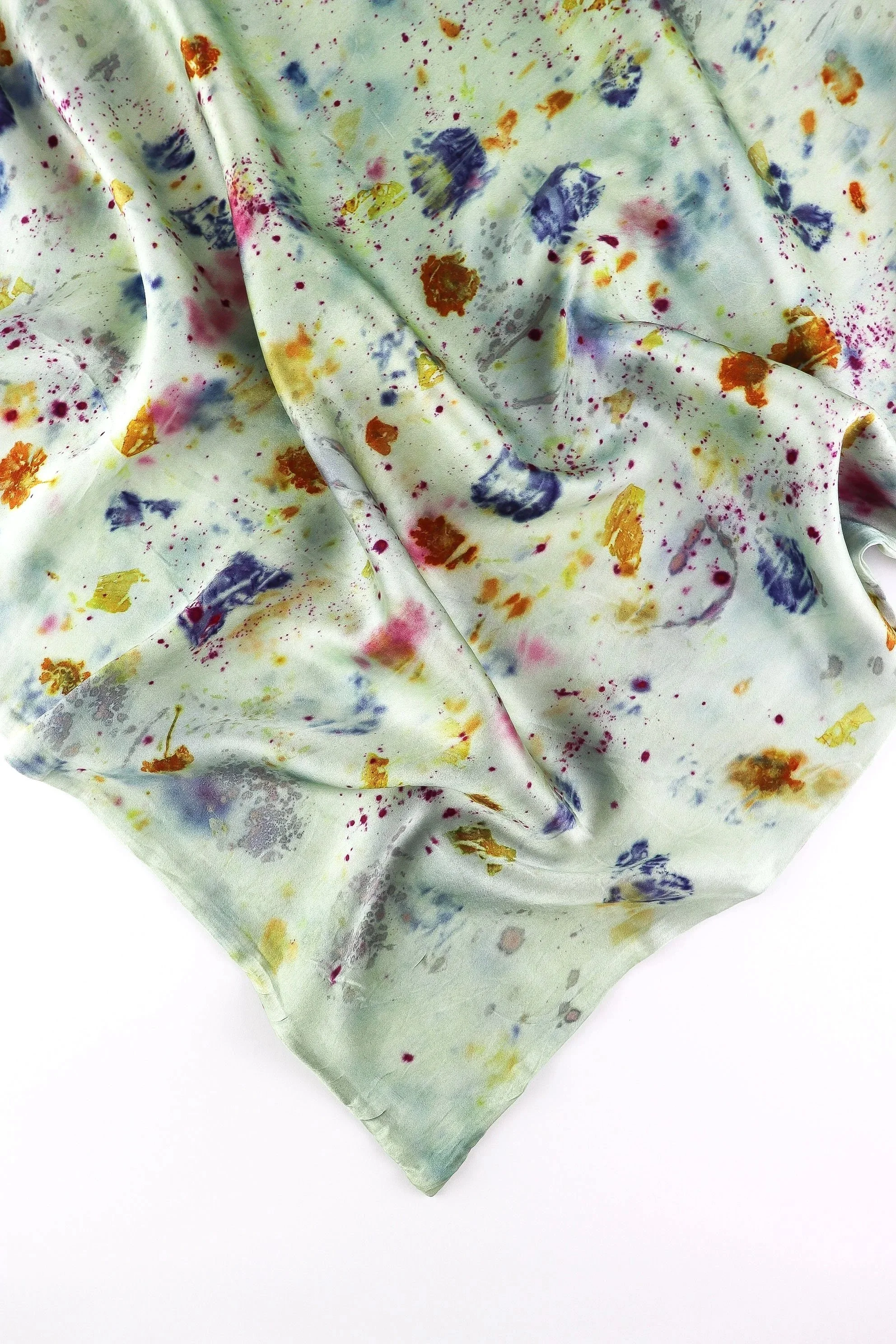 Botanically Dyed Silk Pillowcase eco printed with flowers. Mulberry silk pillowcase set of 2.