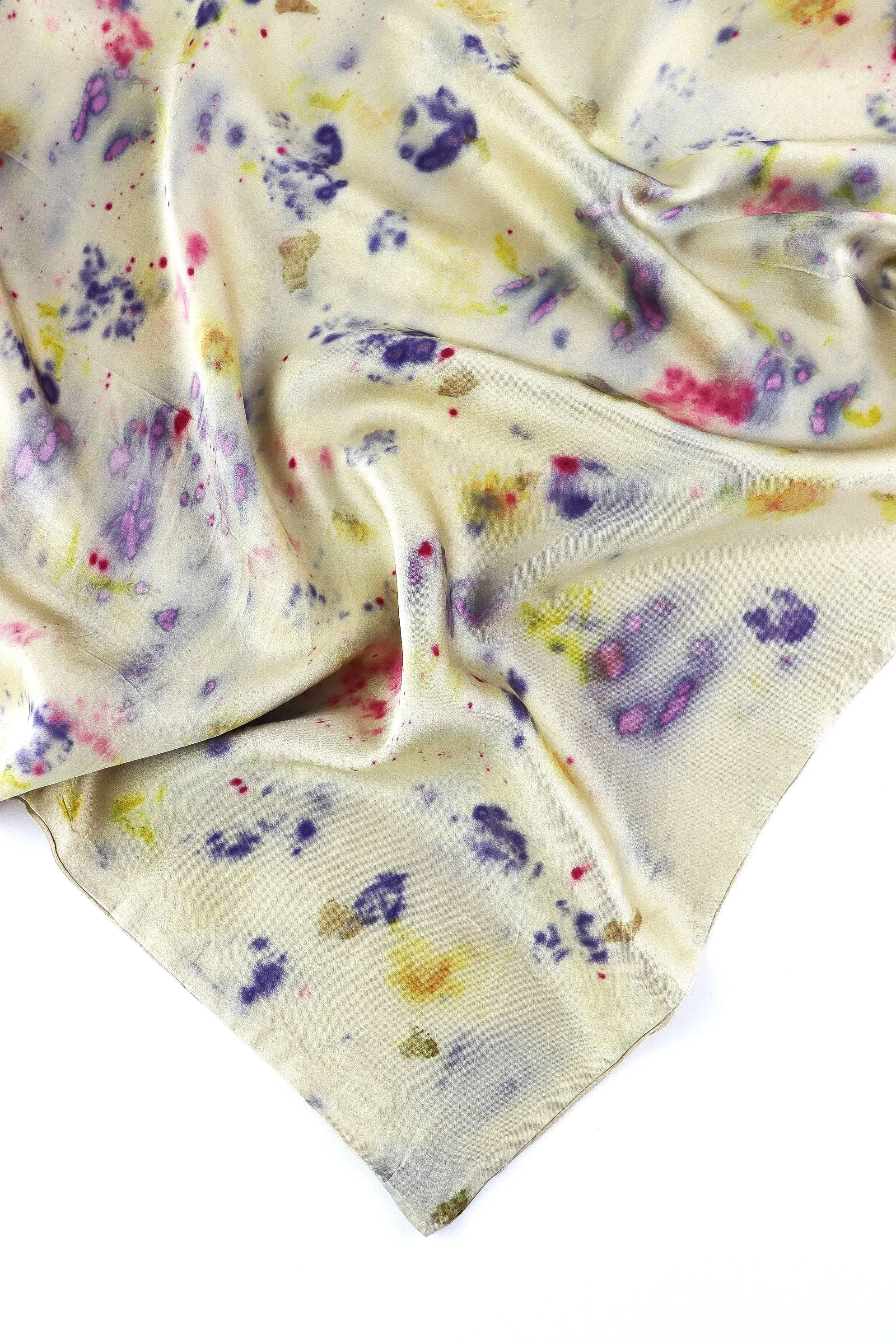 Botanically Dyed Silk Pillowcase eco printed with flowers. Mulberry silk pillowcase set of 2.