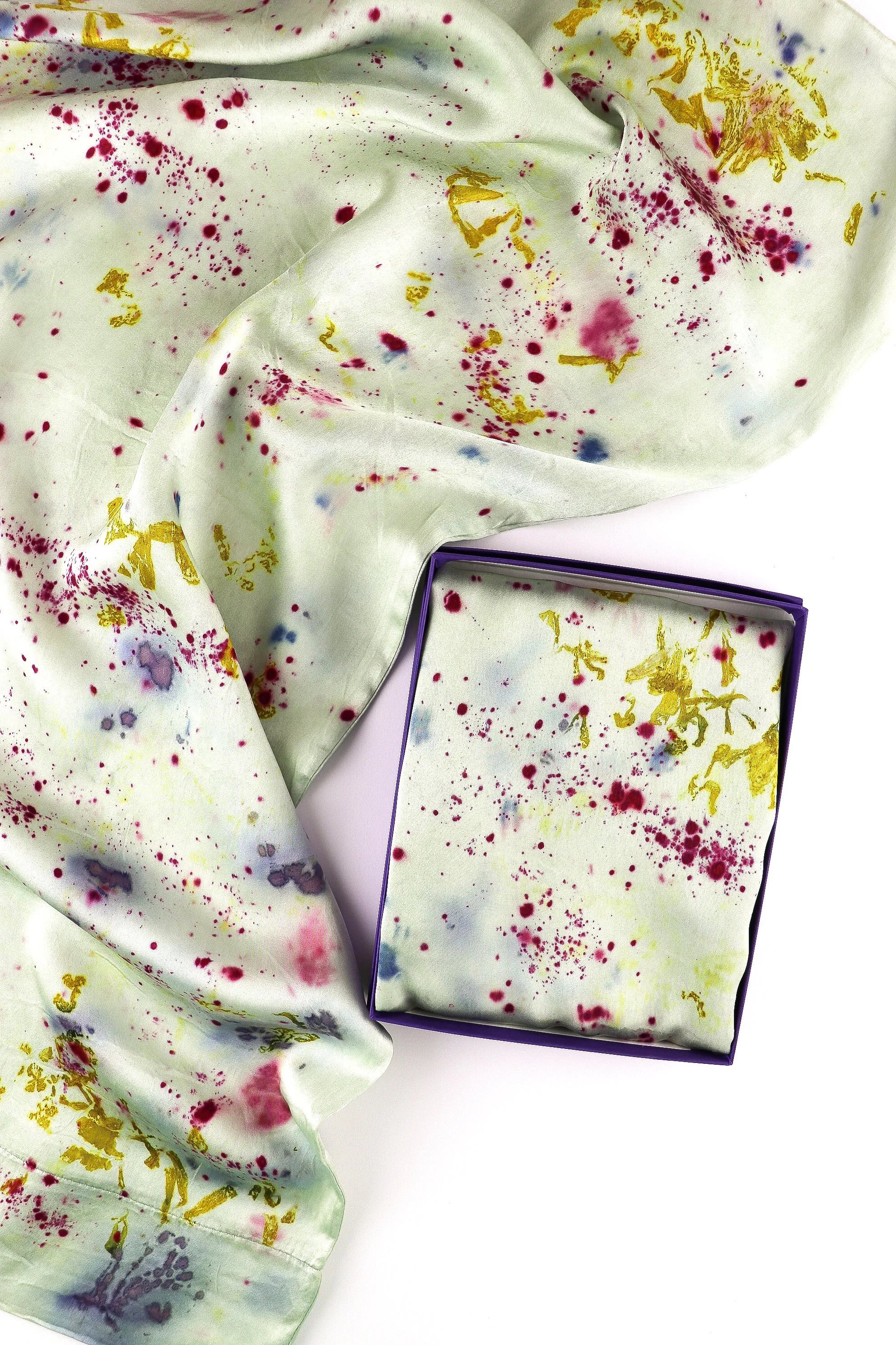 Botanically Dyed Silk Pillowcase eco printed with flowers. Silk Charmeuse pillowcase set of 2.