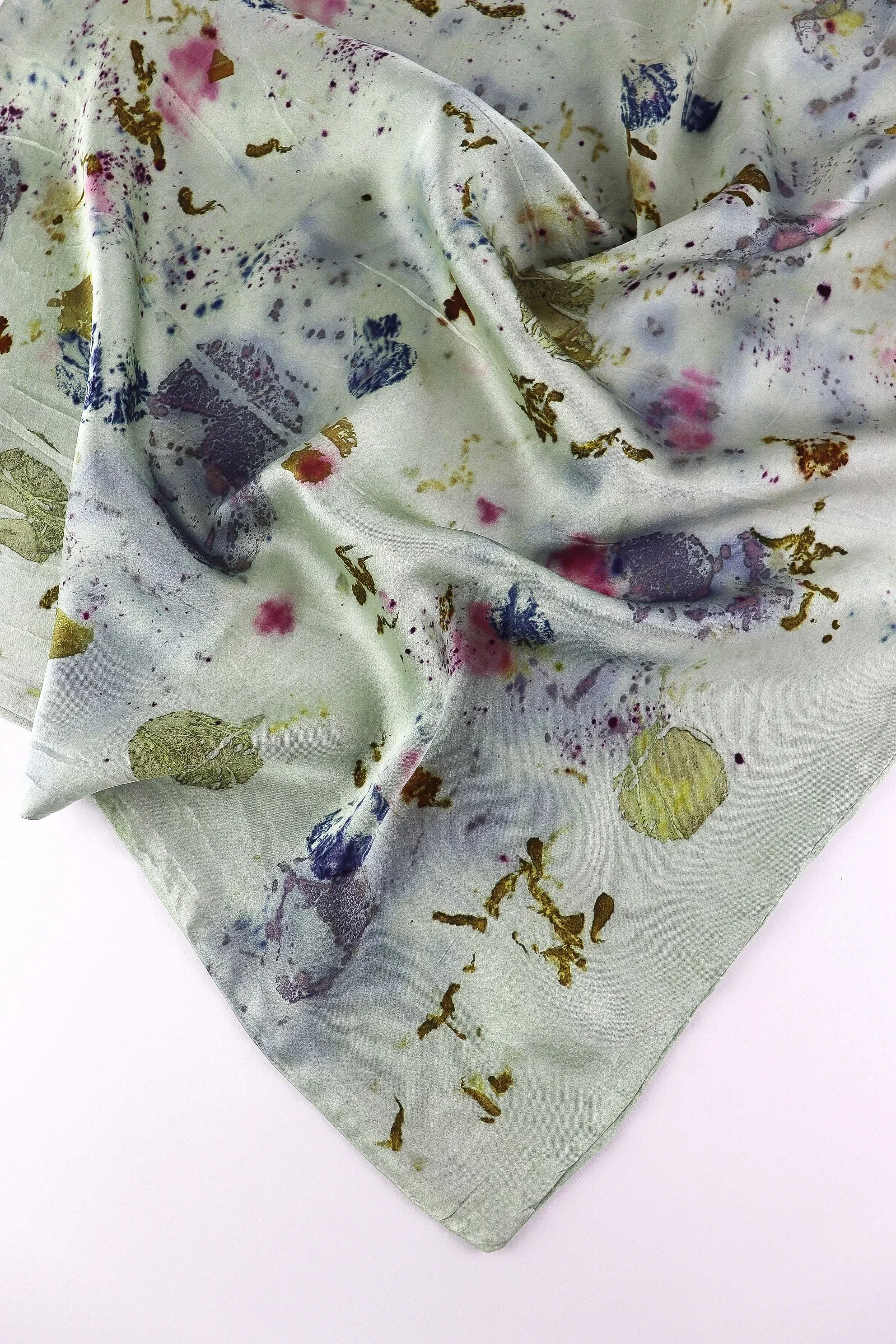 Botanically Dyed Silk Pillowcase eco printed with flowers. Mulberry silk pillowcase set of 2.