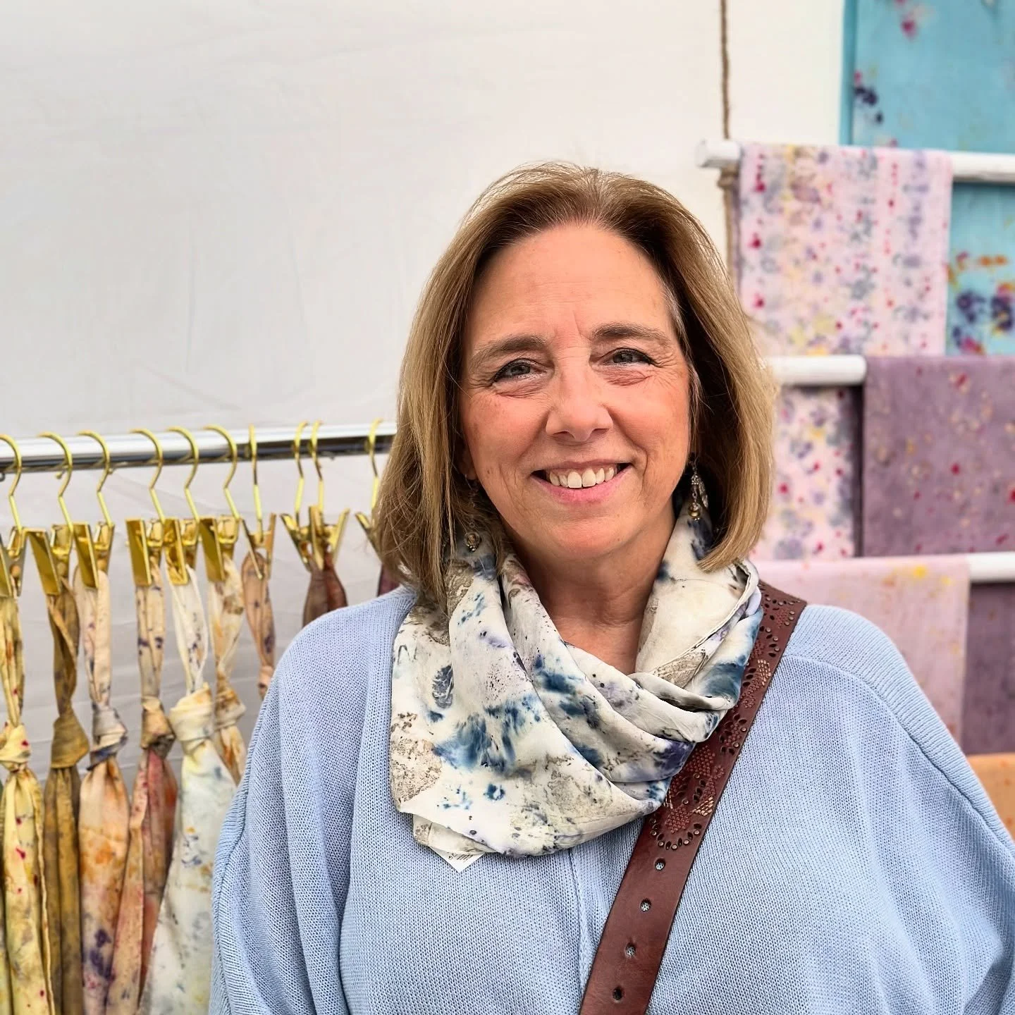 Customer love 💜
Love seeing folks wearing and cherishing their one of a kind  botanically dyed scarves from AJNA!
Your kind words and visits mean the world to me. 
#botanicallydyed #oneofakind #ajnacalifornia #naturallydyedsilk #uniquescarves #text