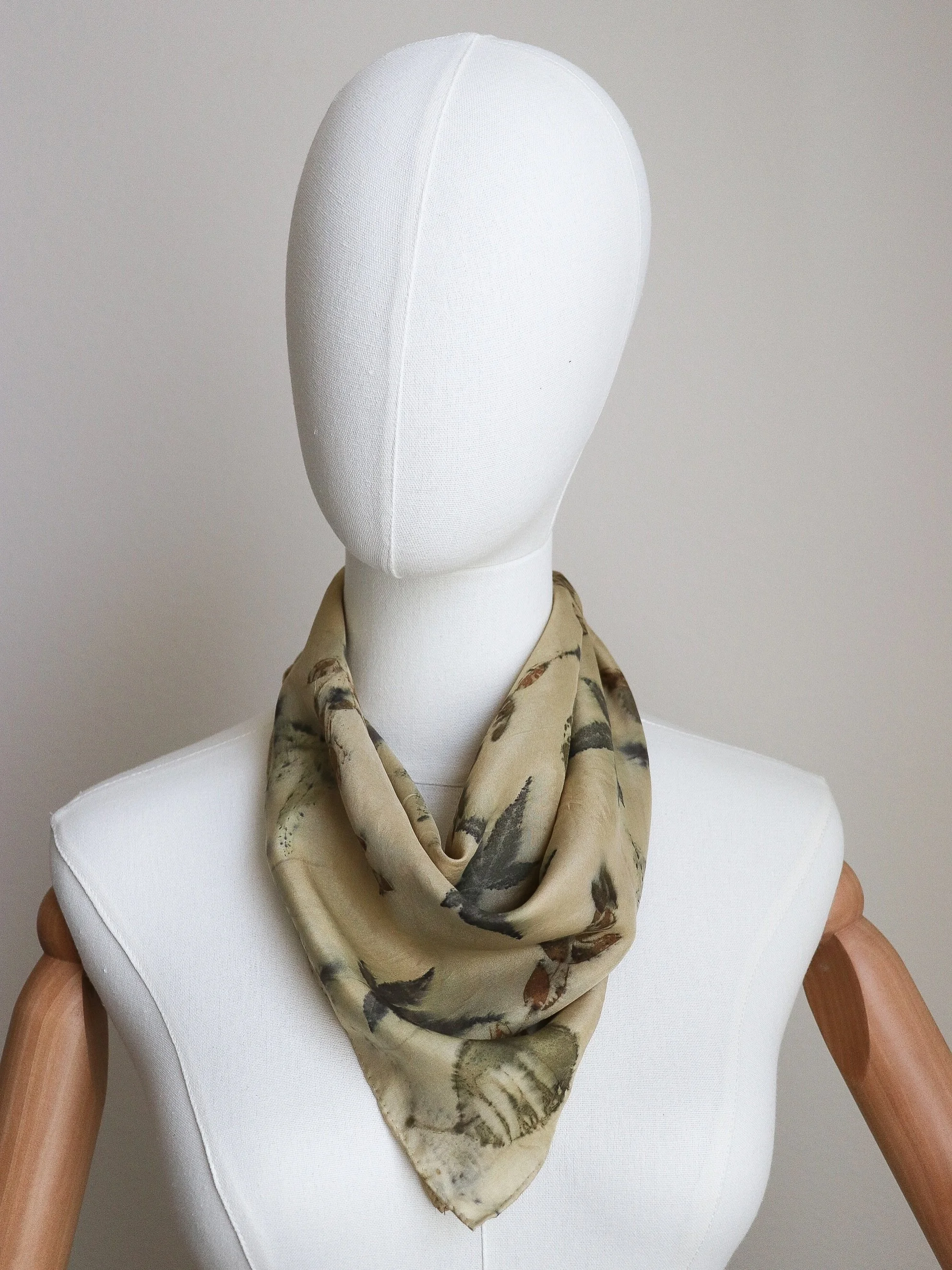 Botanically dyed silk scarf with eco printed eucalyptus and maple leaves

#botanicallydyed #ecoprint #ajnacalifornia #uniquescarves